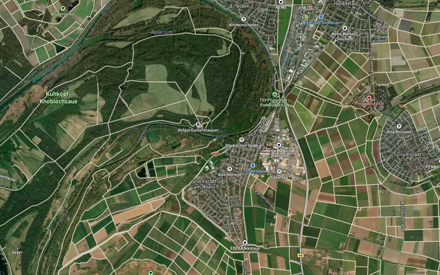 Satellite map of the Modau