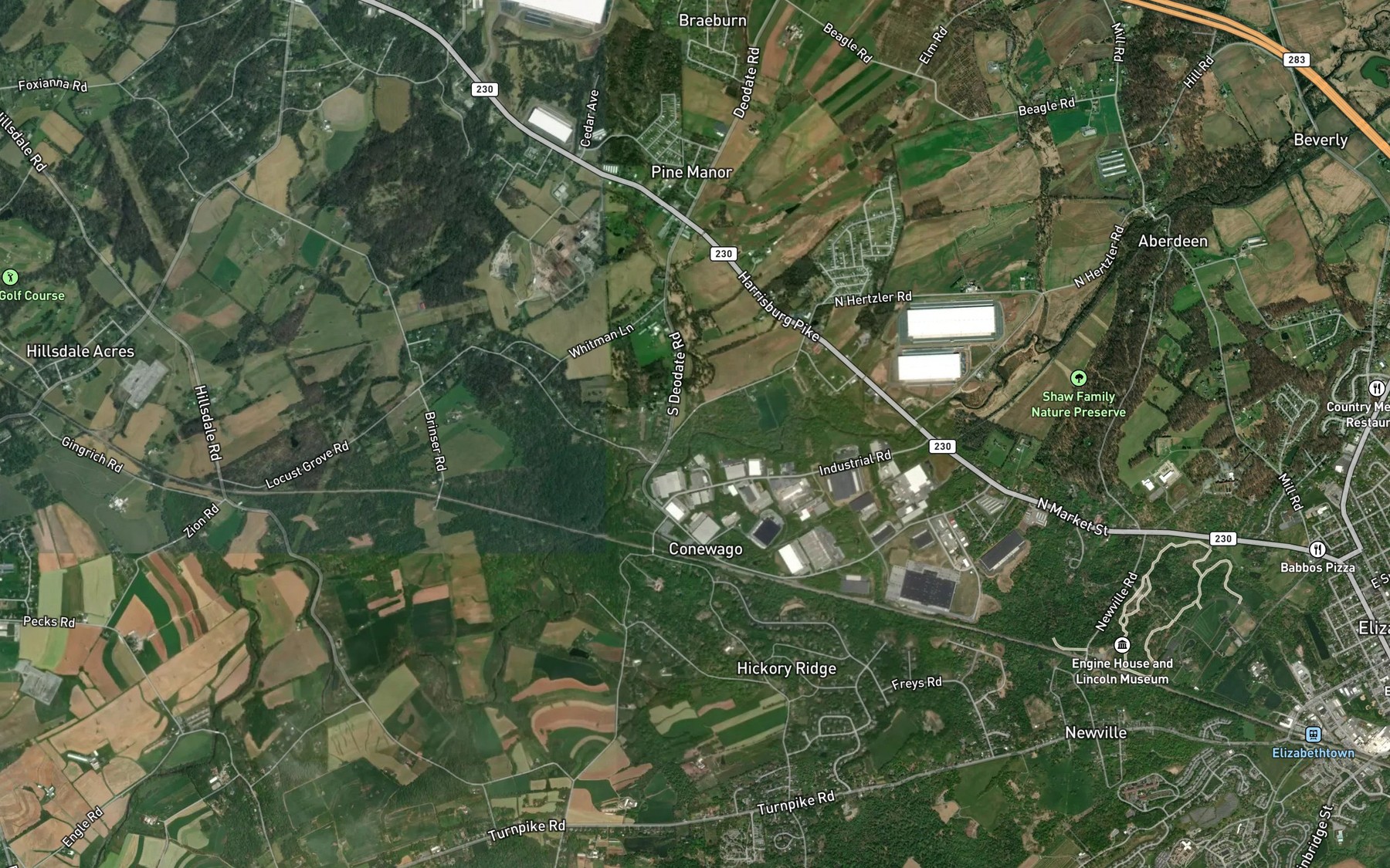 Satellite map of the Lynch Run