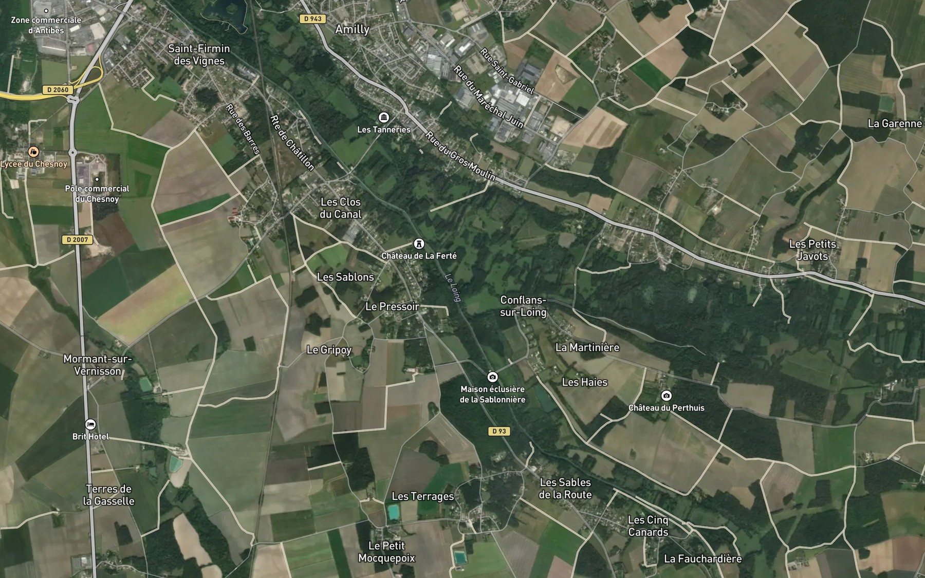 Satellite map of the Ouanne