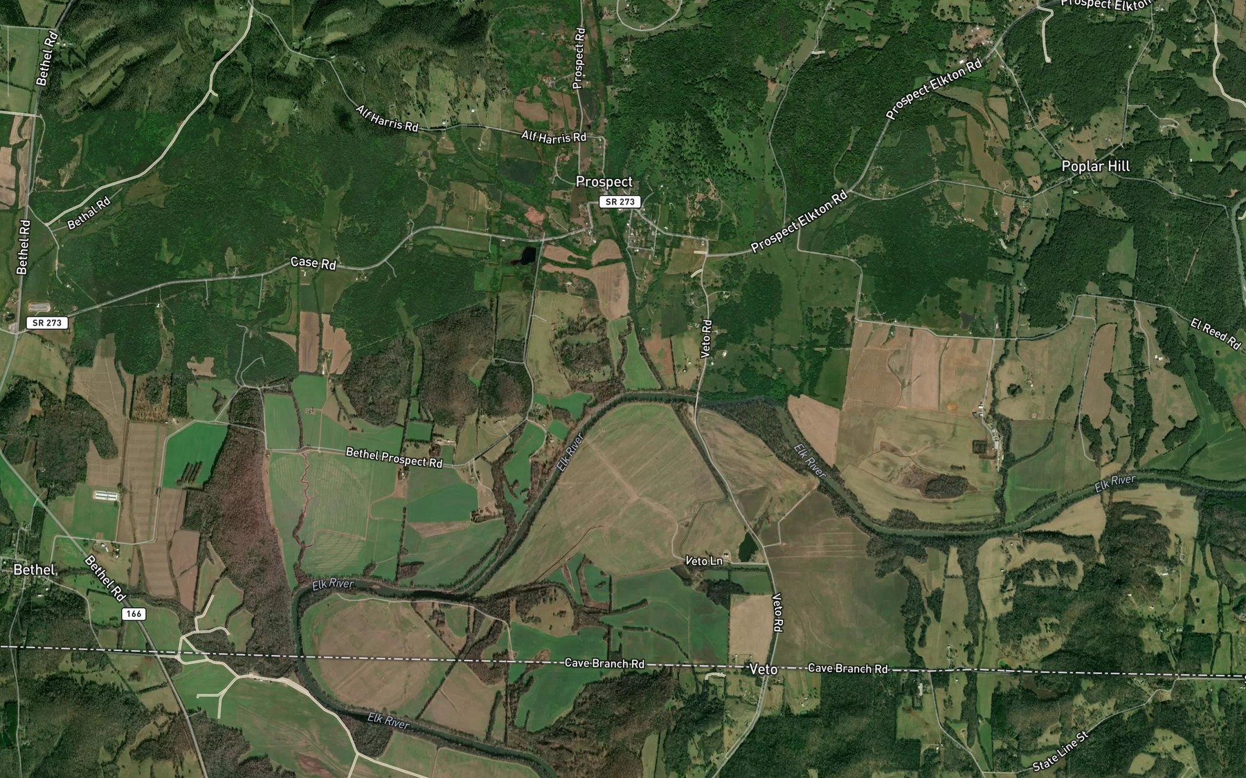 Satellite map of the Ford Creek