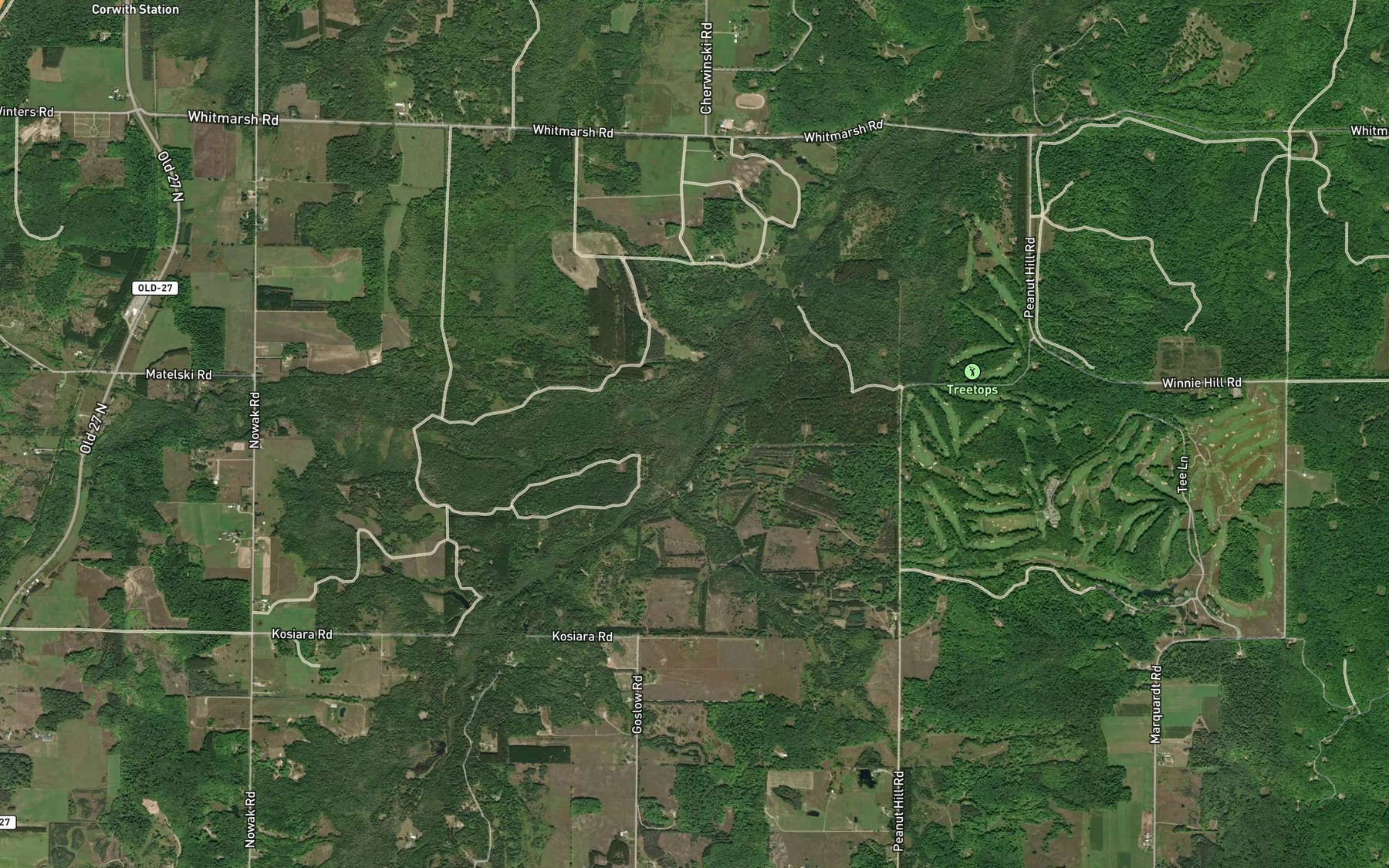 Satellite map of the Mossback Creek
