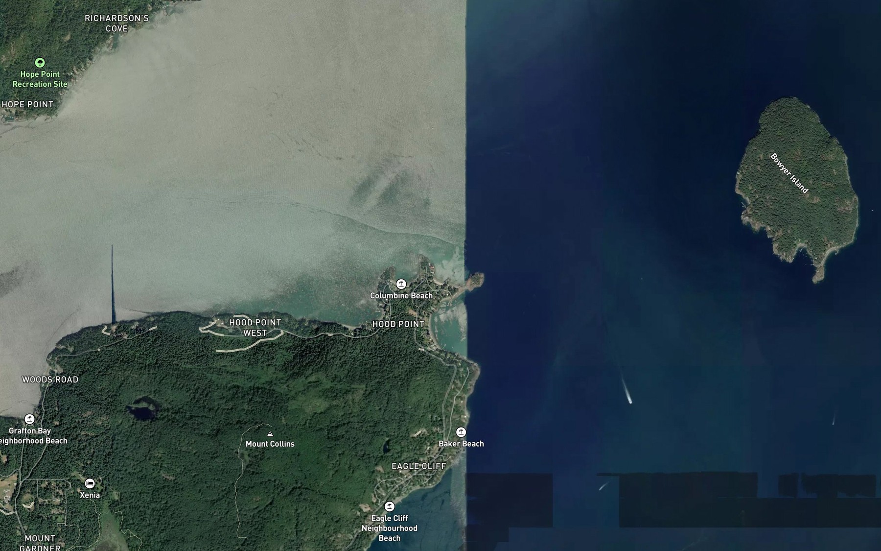 Satellite map of the Enchanta Bay