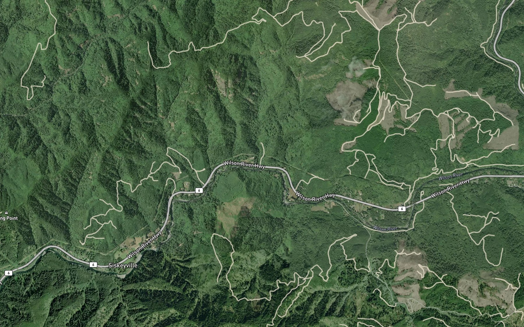Satellite map of the Zig Zag Creek