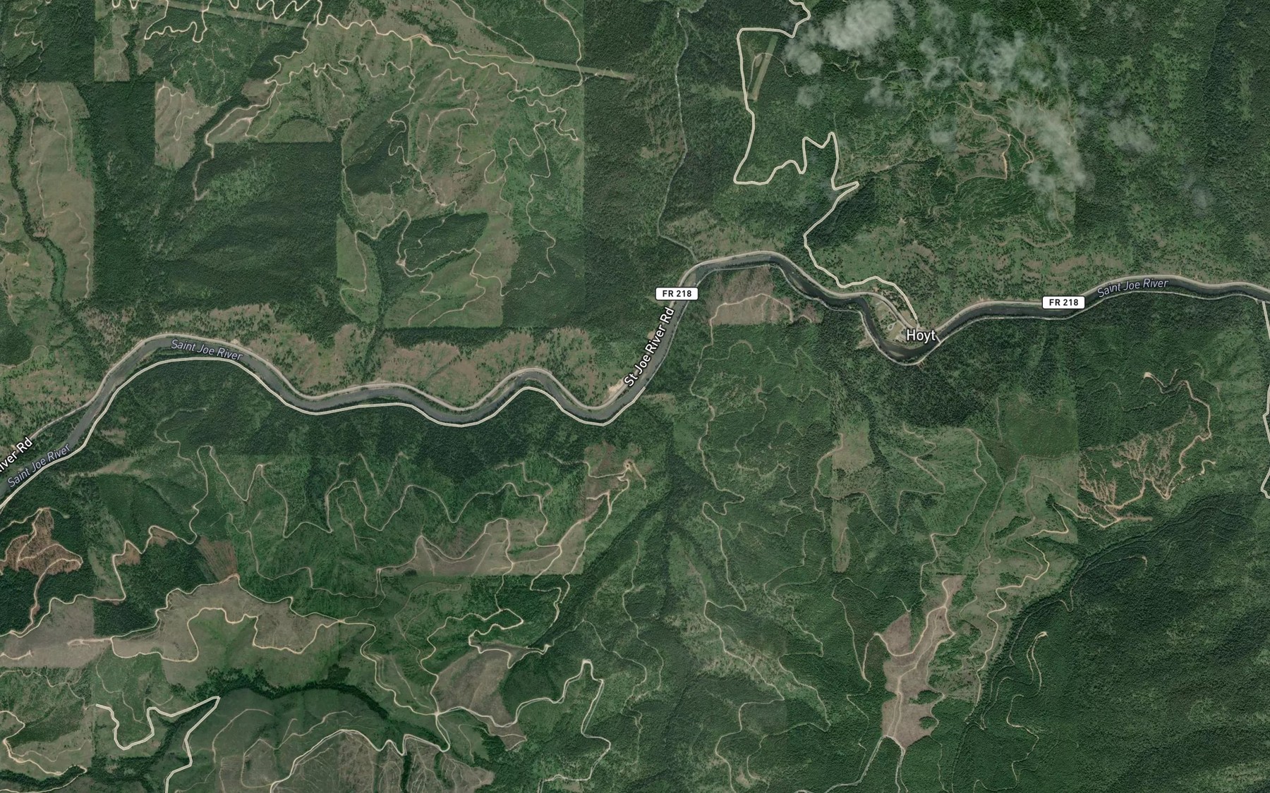 Satellite map of the Burton Creek
