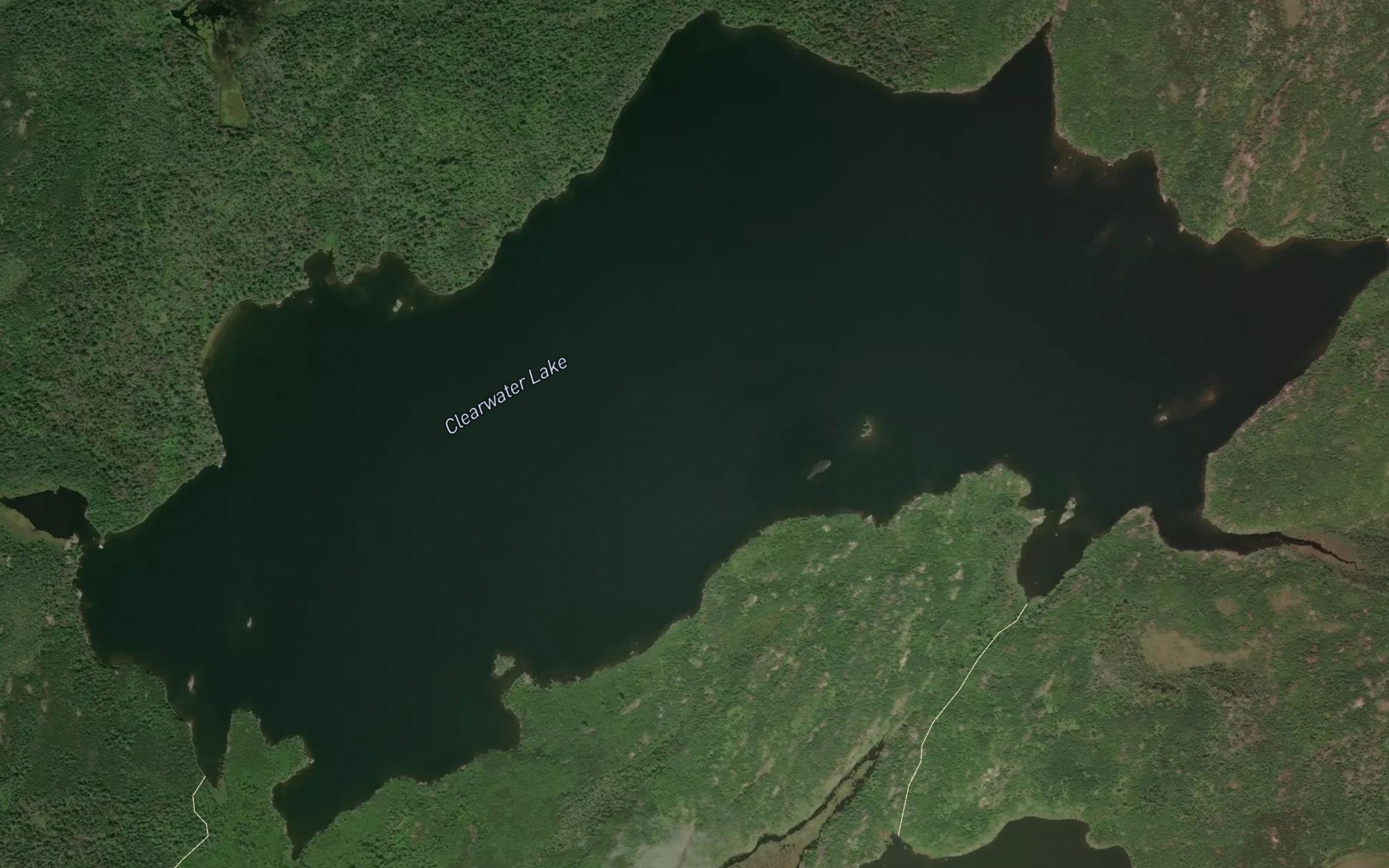 Satellite map of the Clearwater Lake