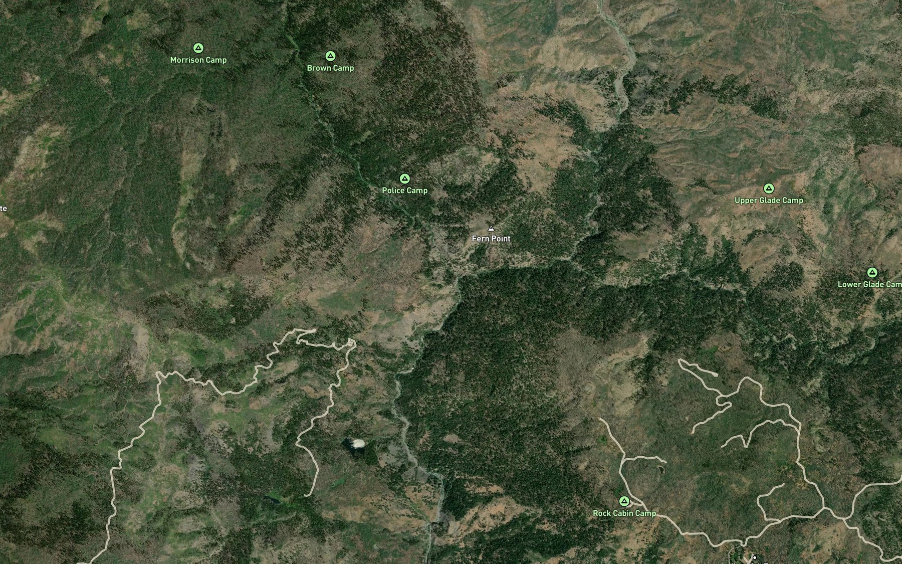 Satellite map of the North Fork Middle Fork Eel River