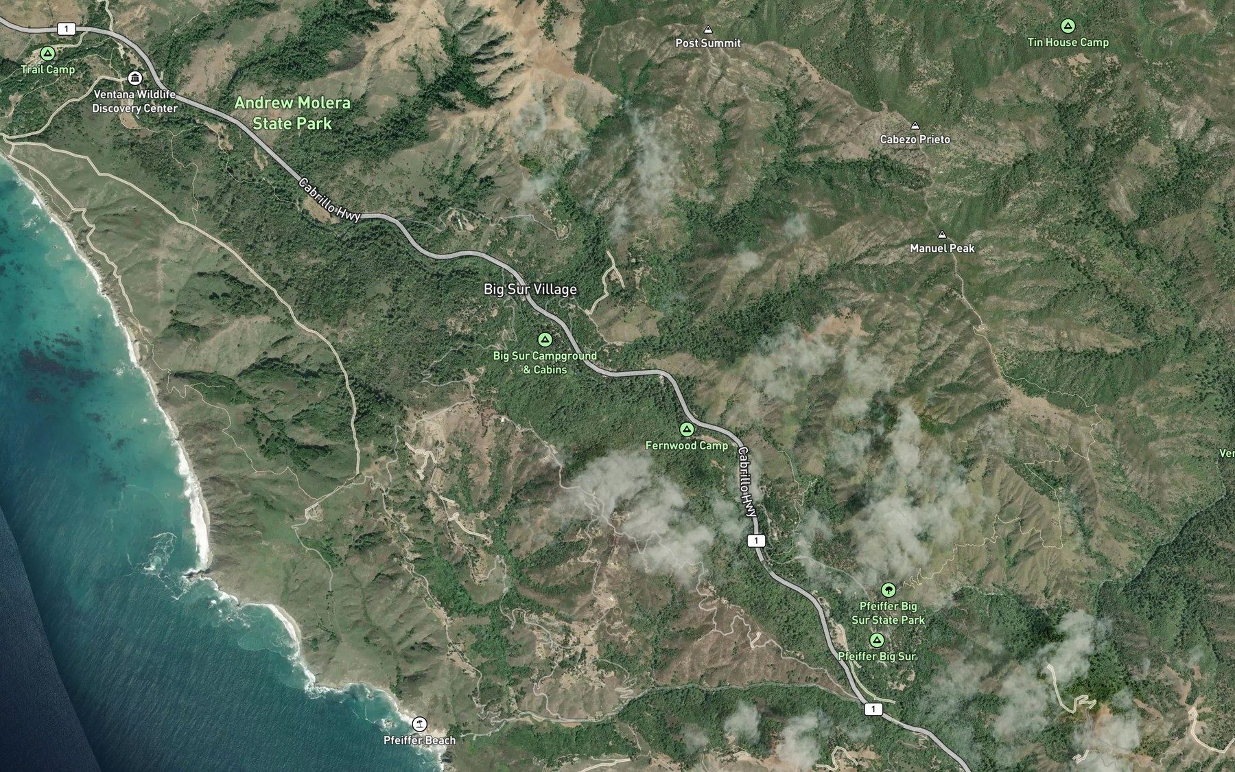 Satellite map of the Juan Hiquera Creek