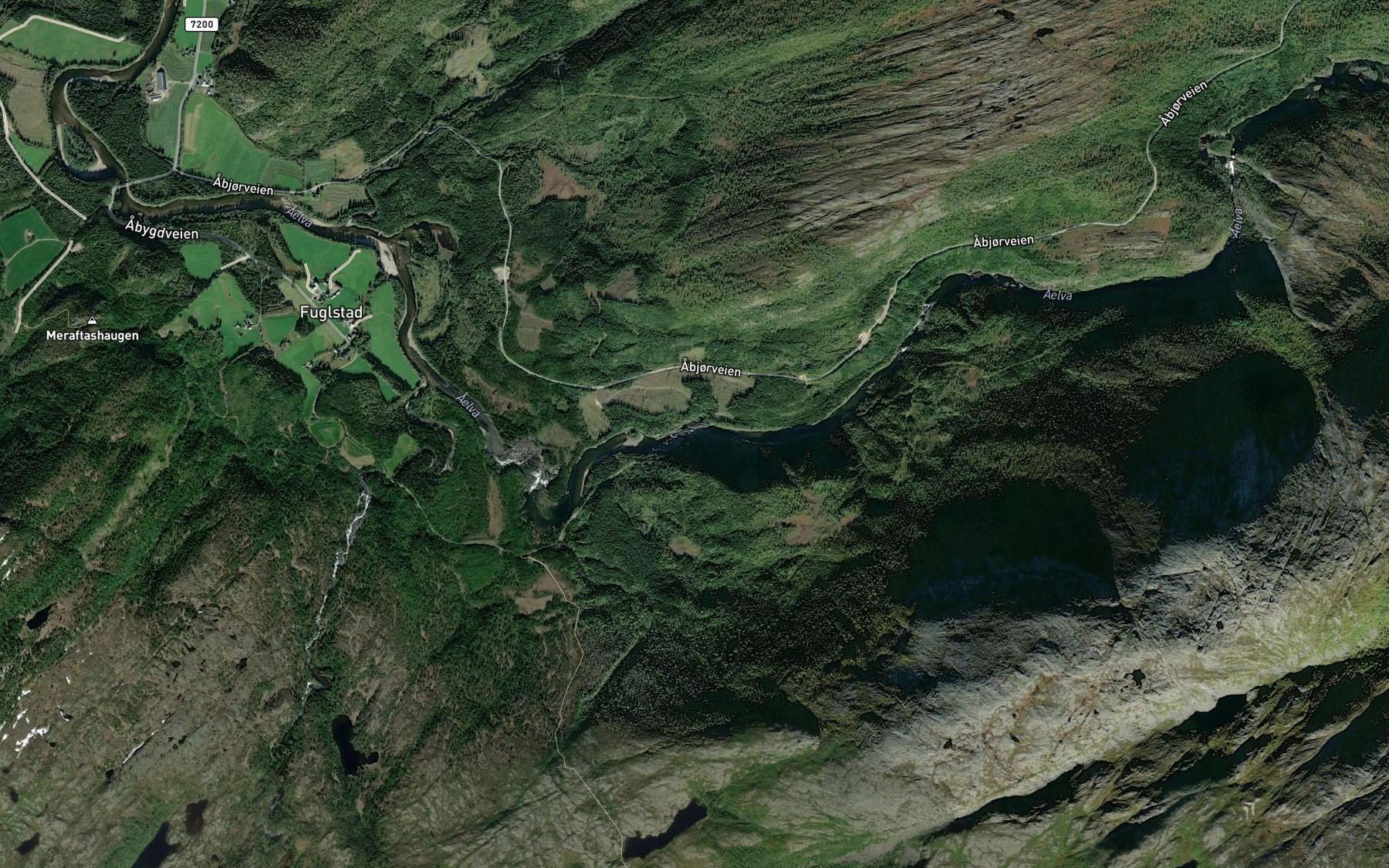 Satellite map of the Teinfossen