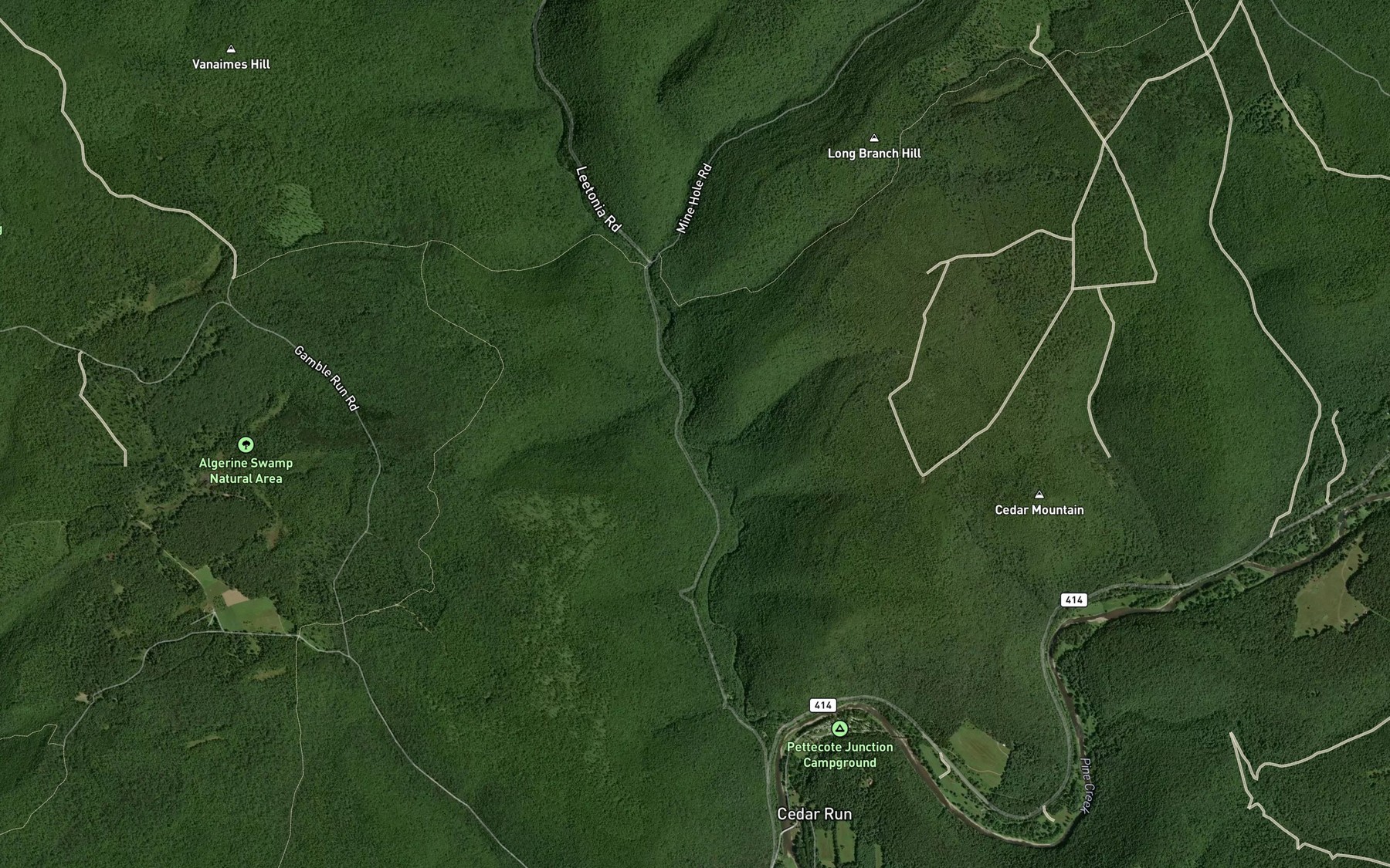 Satellite map of the Straight Run