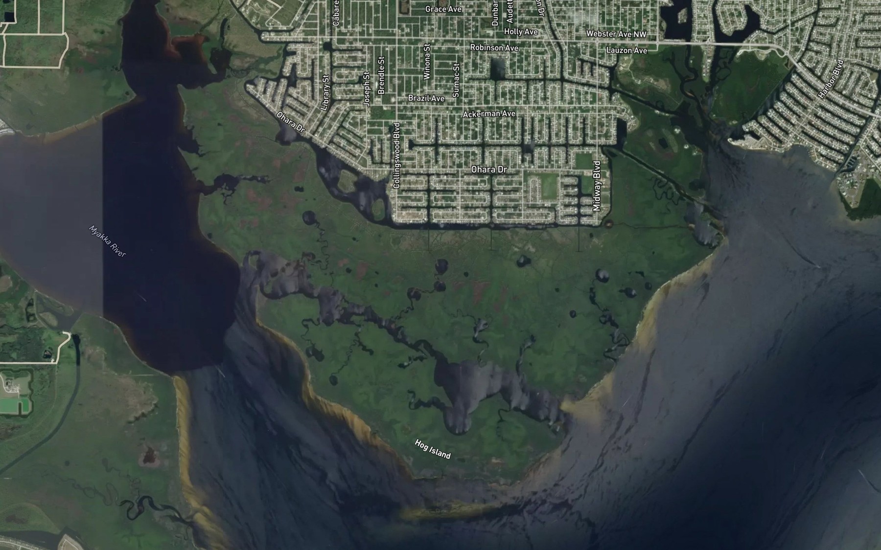 Satellite map of the Triple Lakes