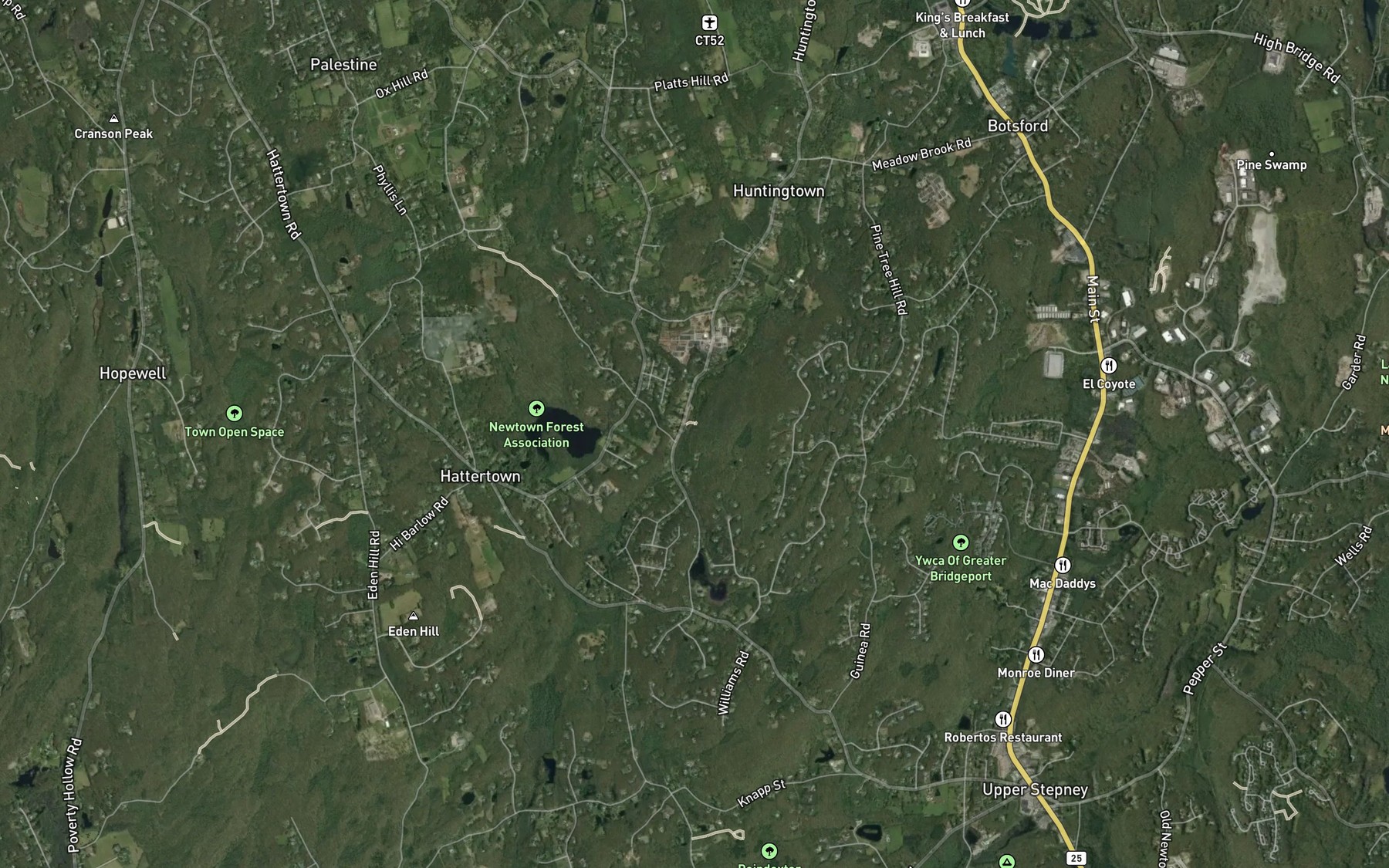 Satellite map of the Lewis Brook