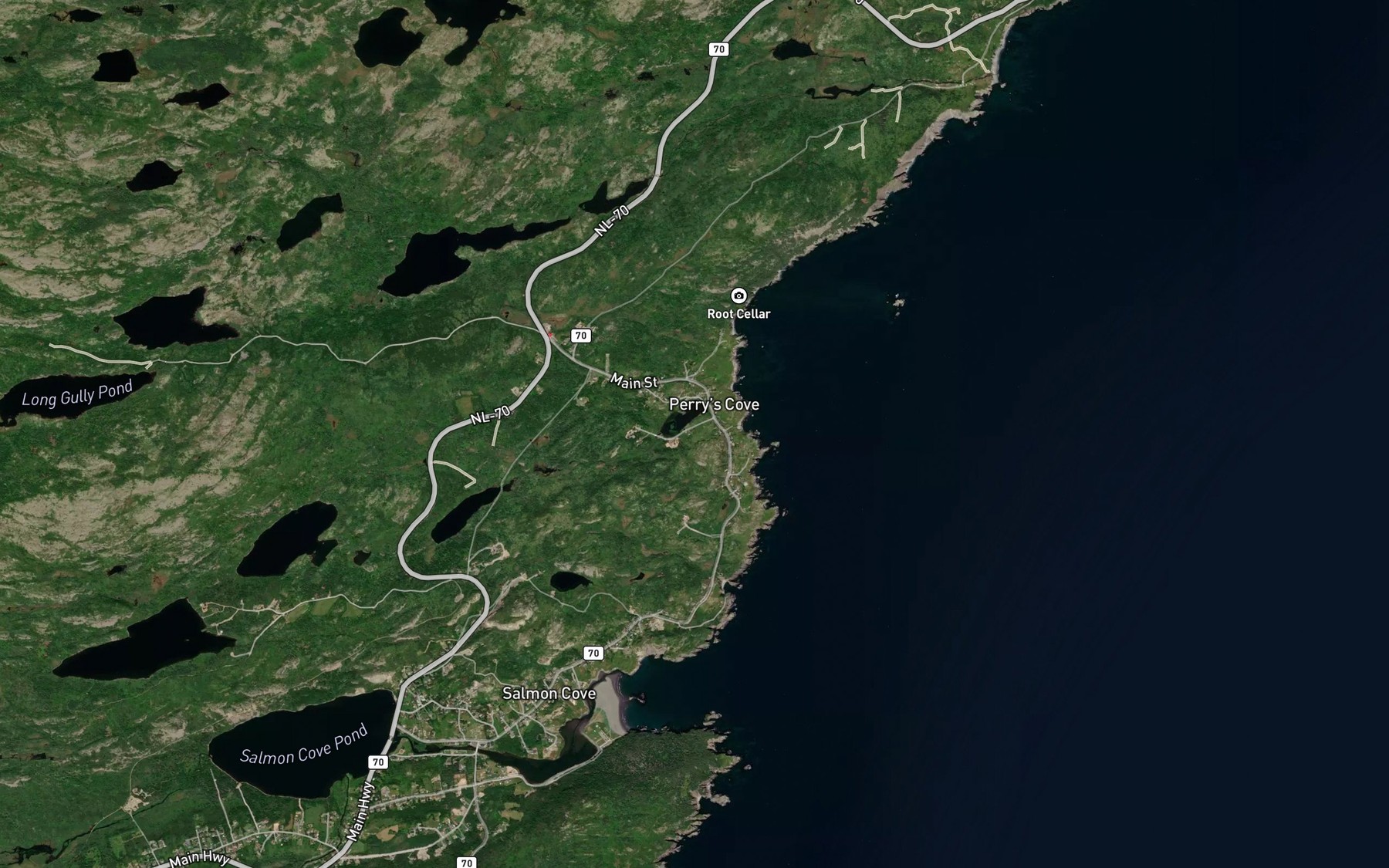 Satellite map of the Perrys Cove Pond