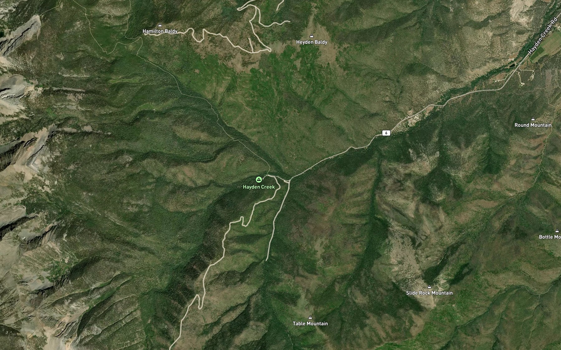 Satellite map of the Middle Prong Hayden Creek