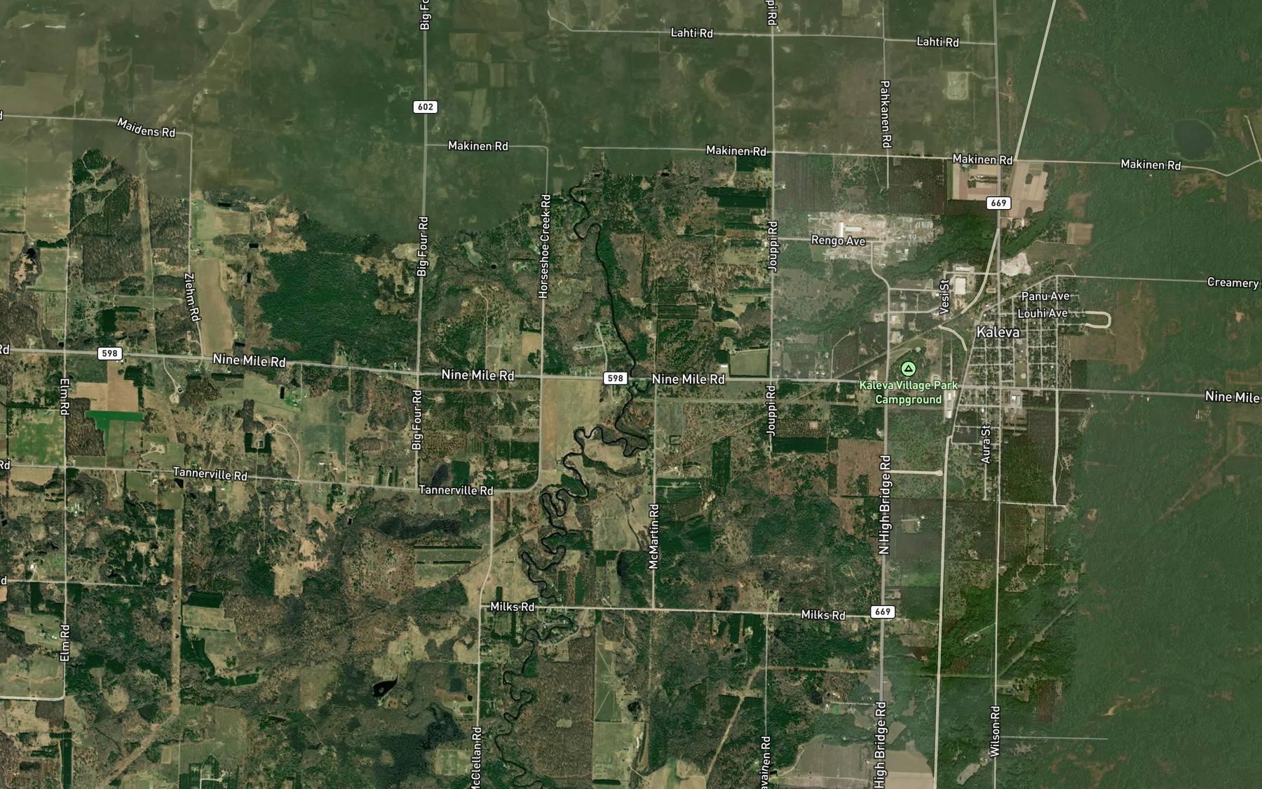 Satellite map of the Beaver Creek
