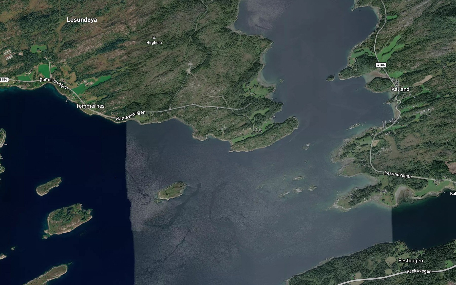 Satellite map of the Vester Ramsvikbukta