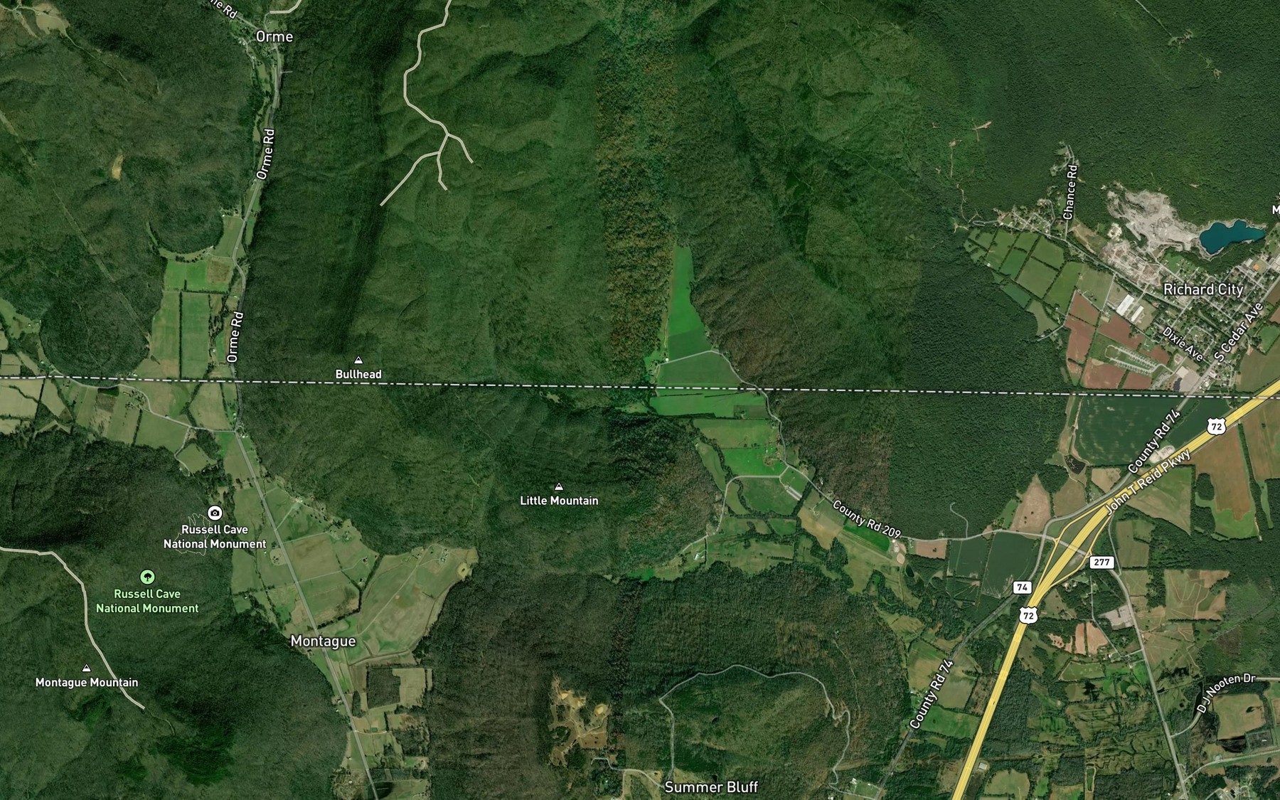 Satellite map of the Rexton Hollow Creek