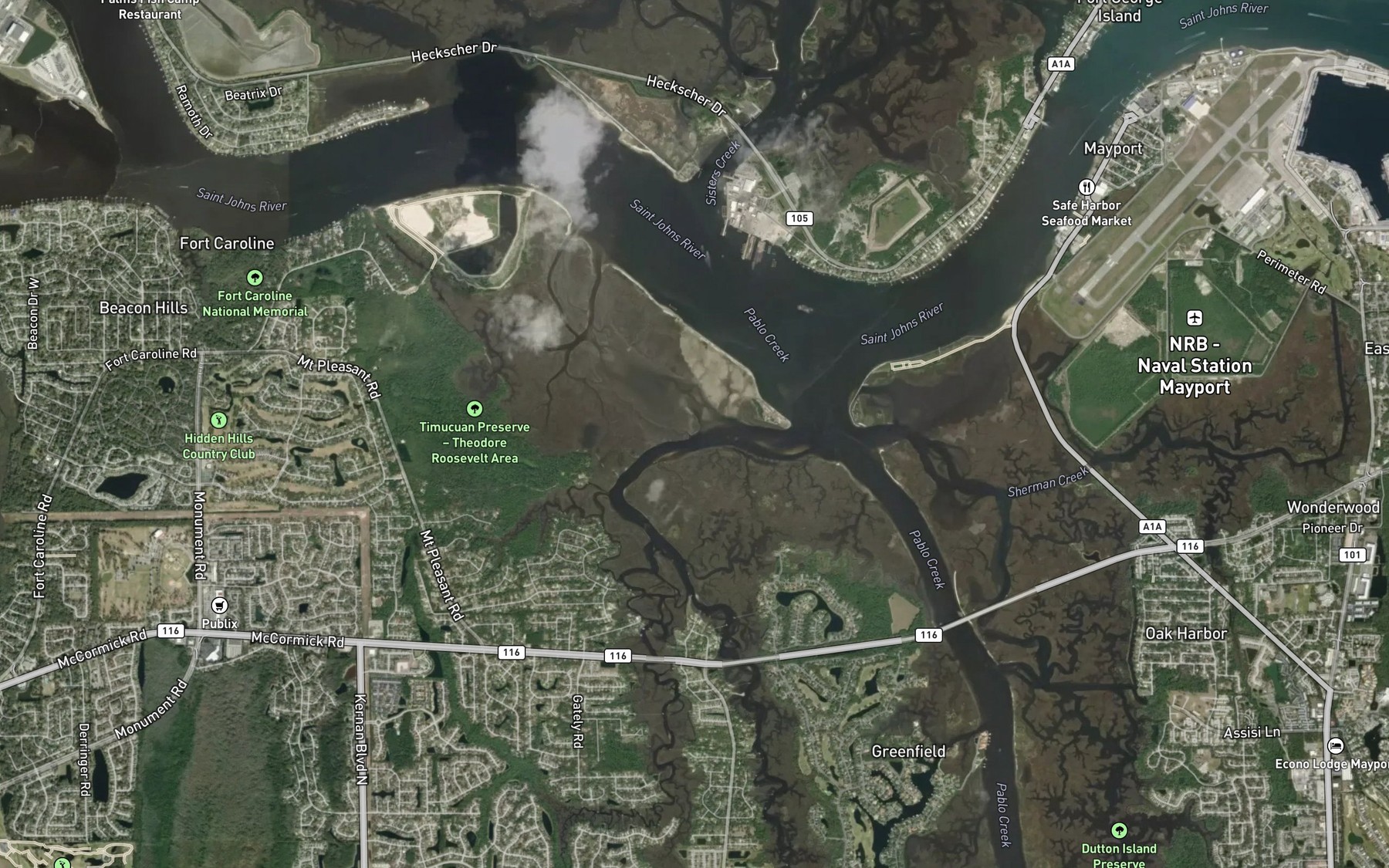 Satellite map of the Mount Pleasant Creek