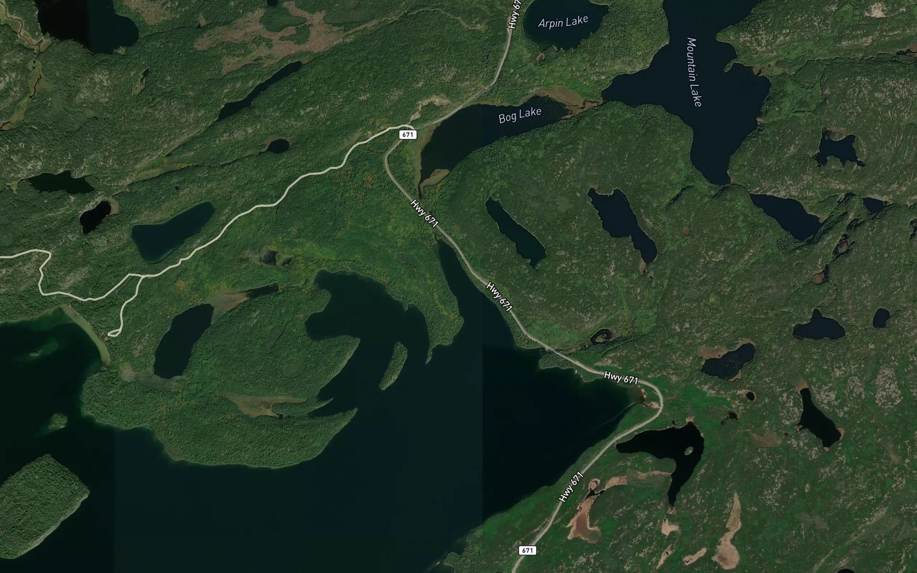Satellite map of the Bog Creek