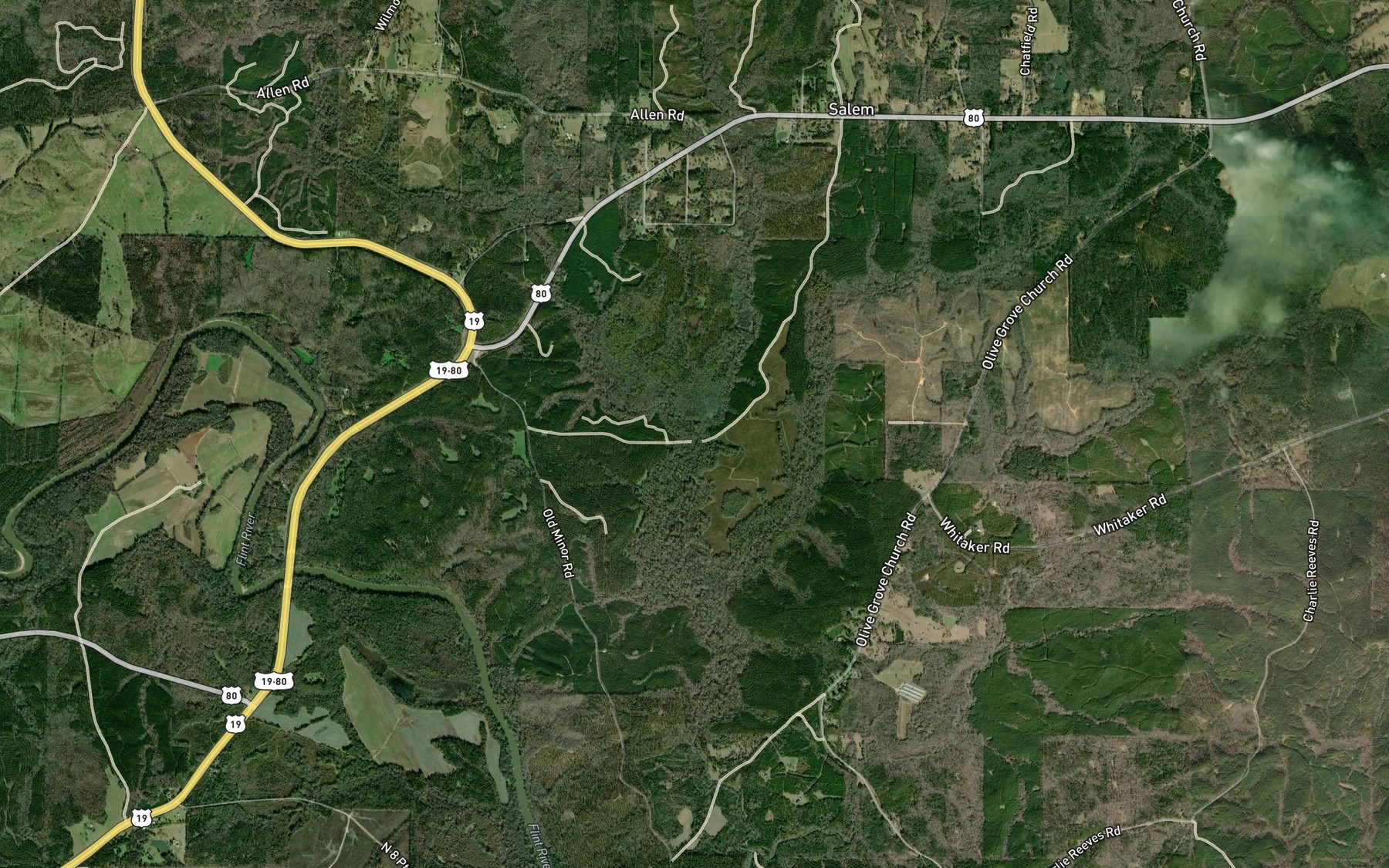 Satellite map of the Raines Branch