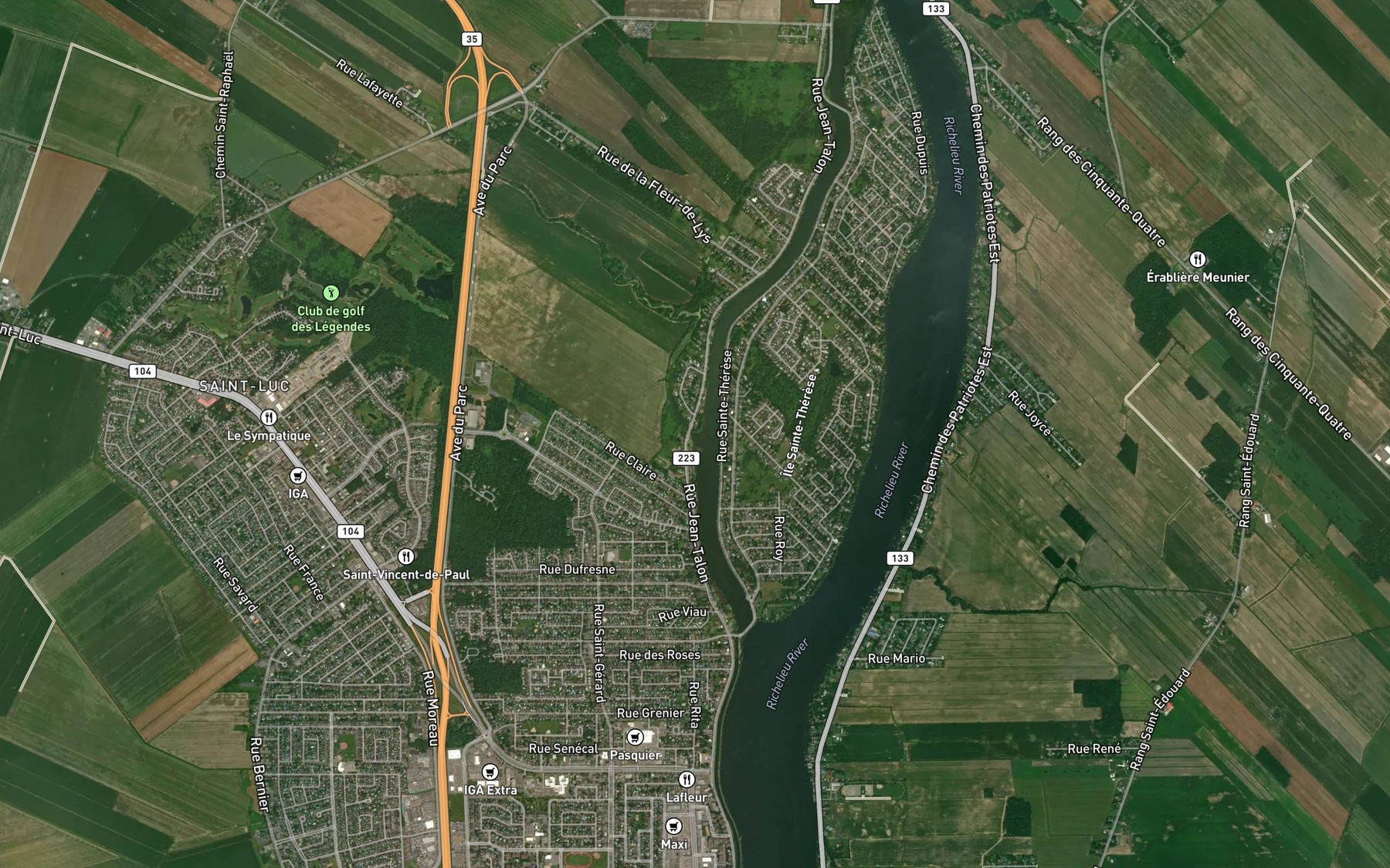Satellite map of the Riviere des Iroquois