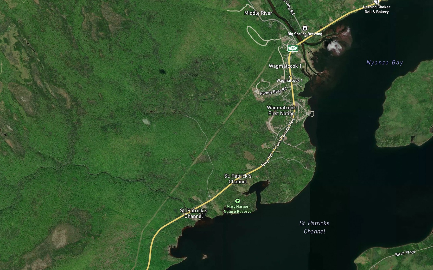 Satellite map of the MacQuarries Brook