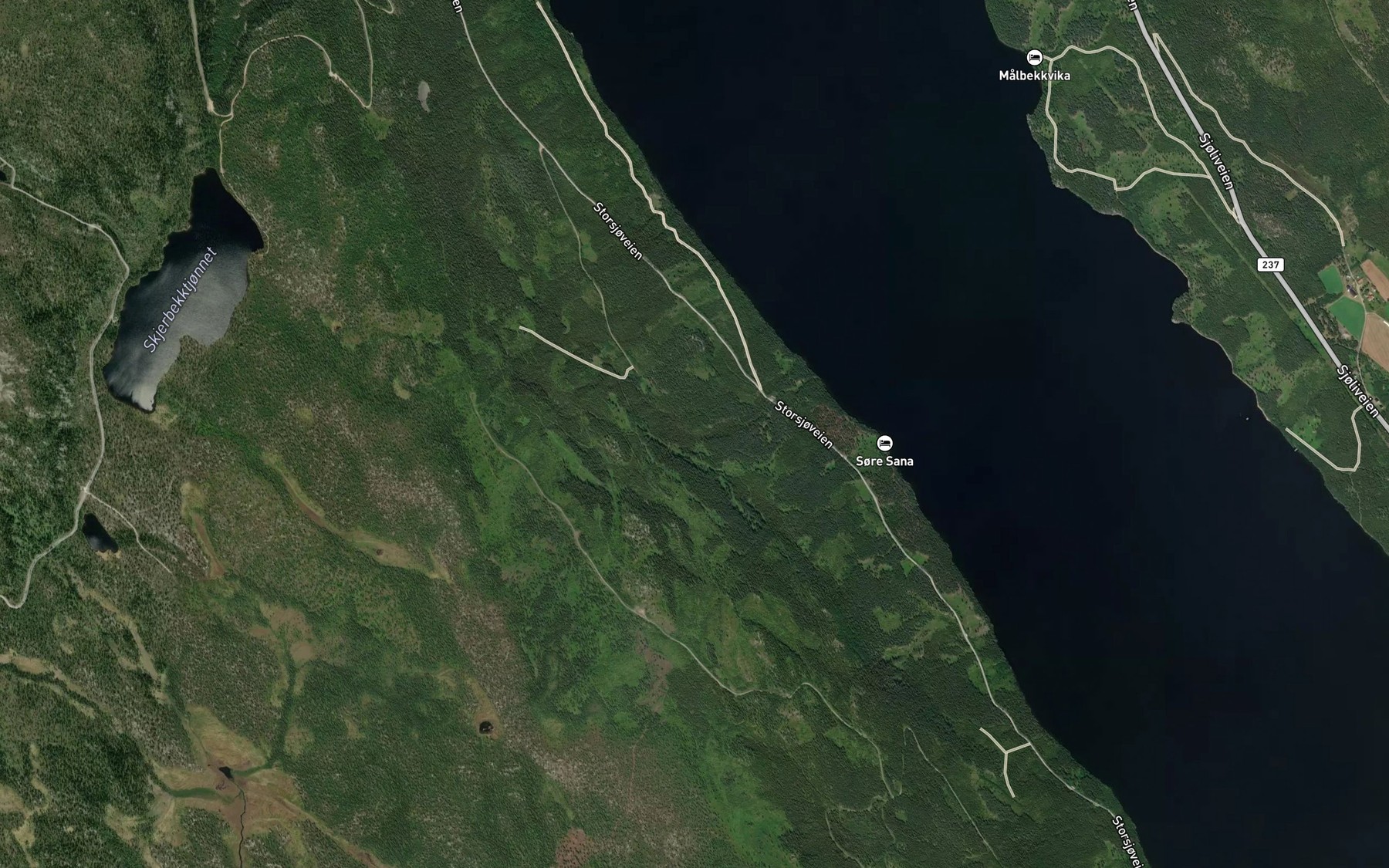 Satellite map of the Sandbubekken