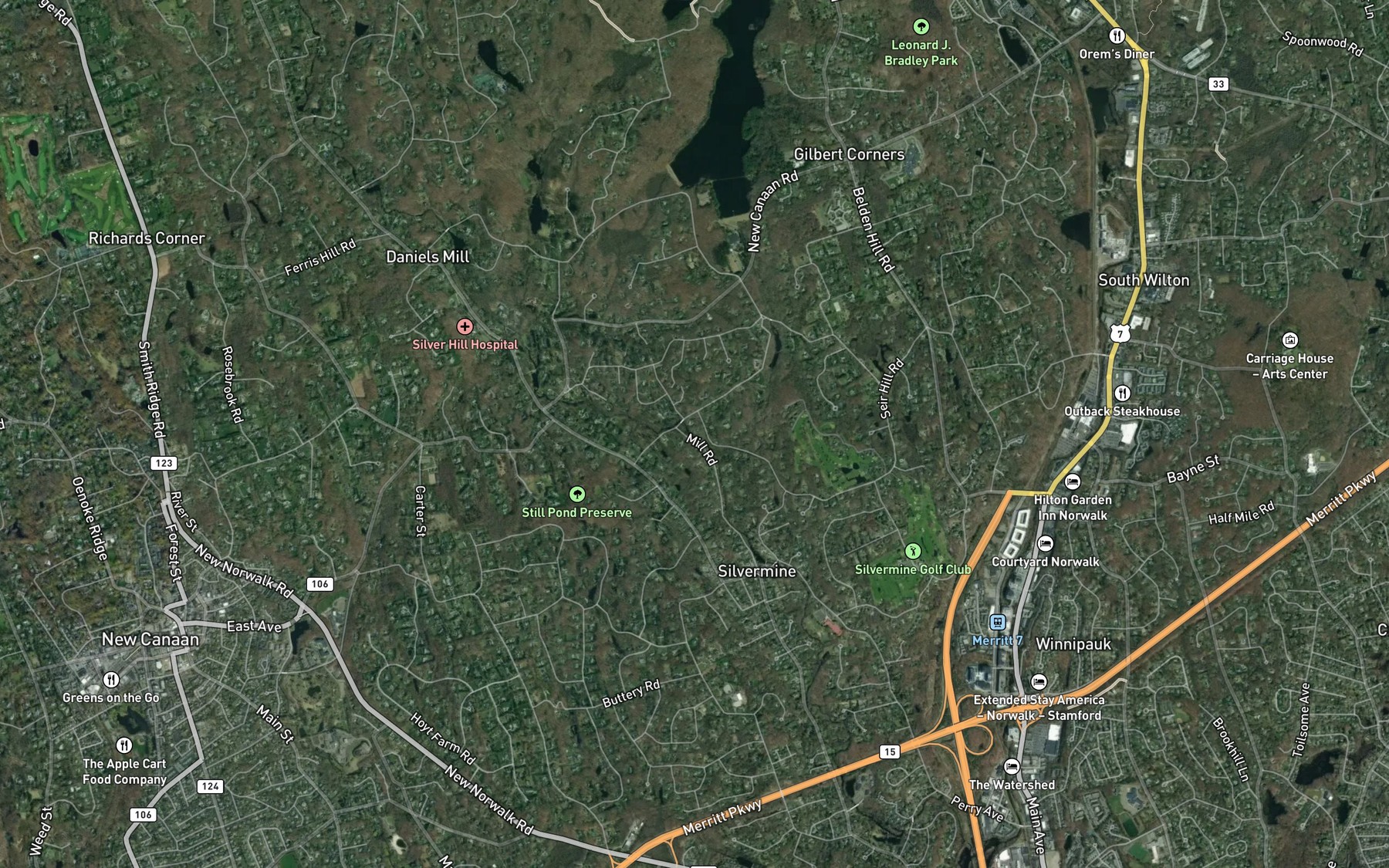 Satellite map of the Blanchard Pond
