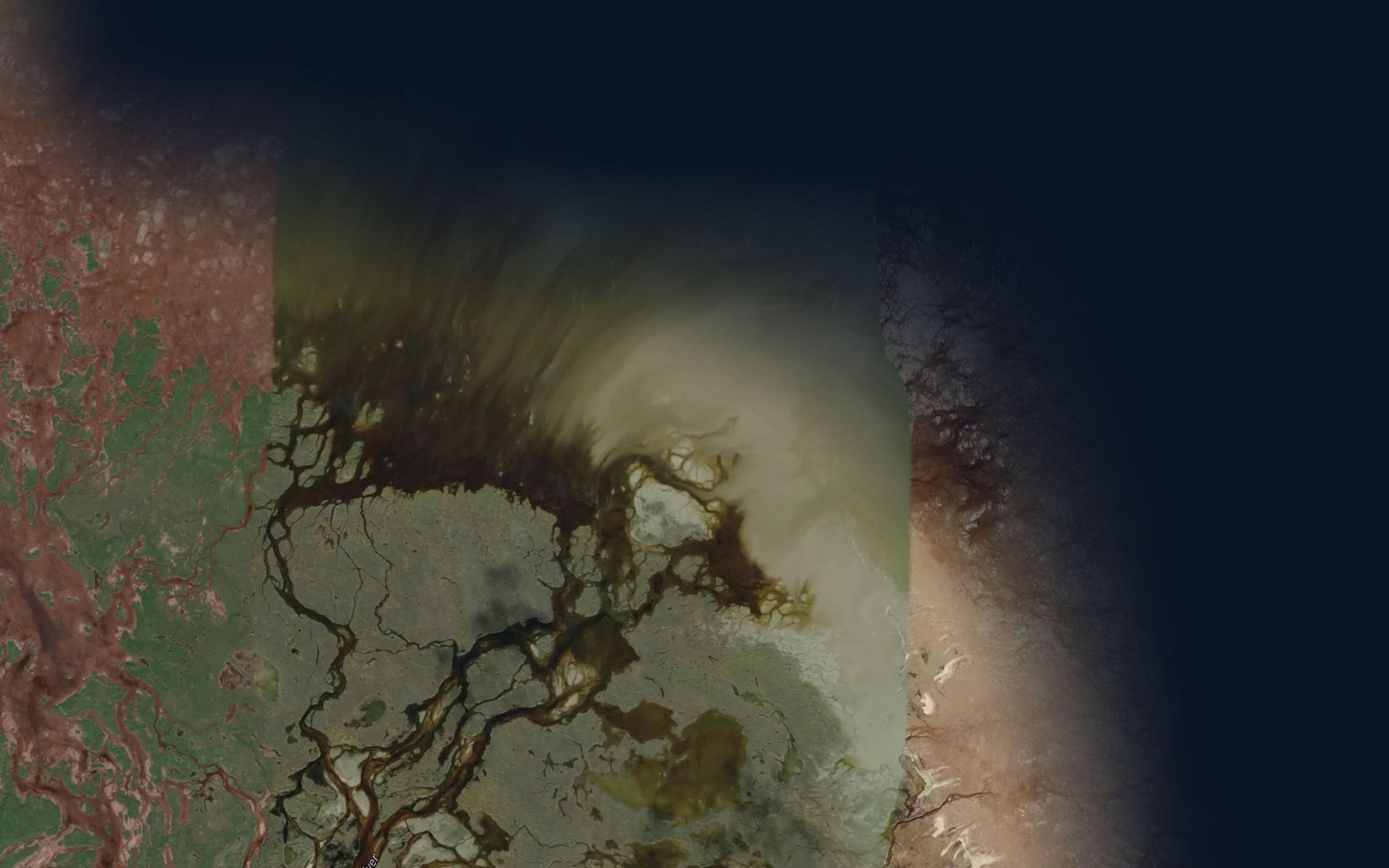 Satellite map of the North Knife River