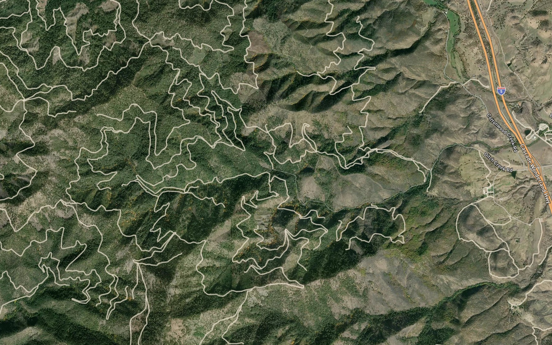 Satellite map of the North Fork Ditch Creek