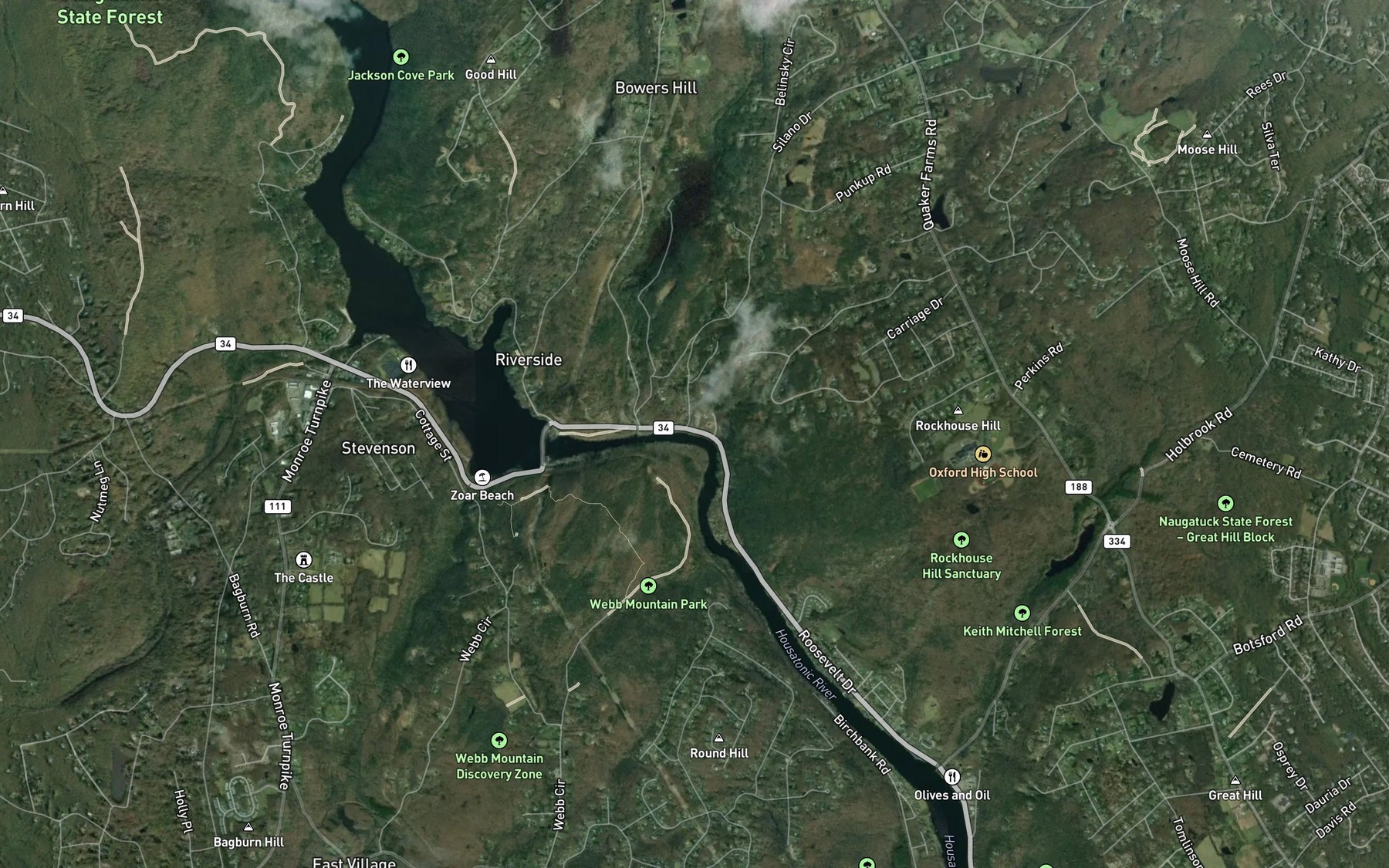 Satellite map of the Fivemile Brook