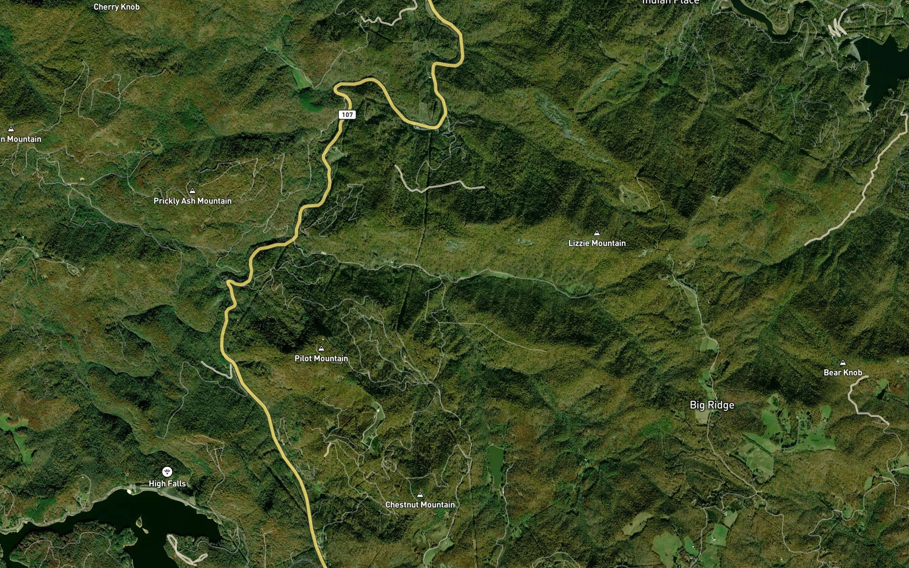 Satellite map of the Little Trout Creek