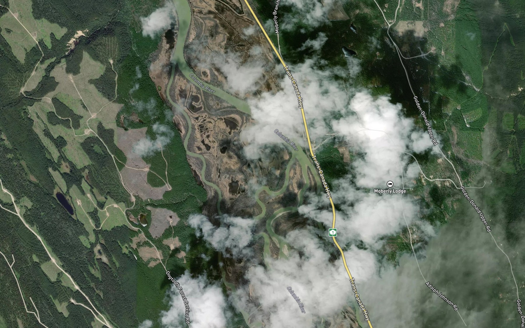 Satellite map of the Moberly Creek
