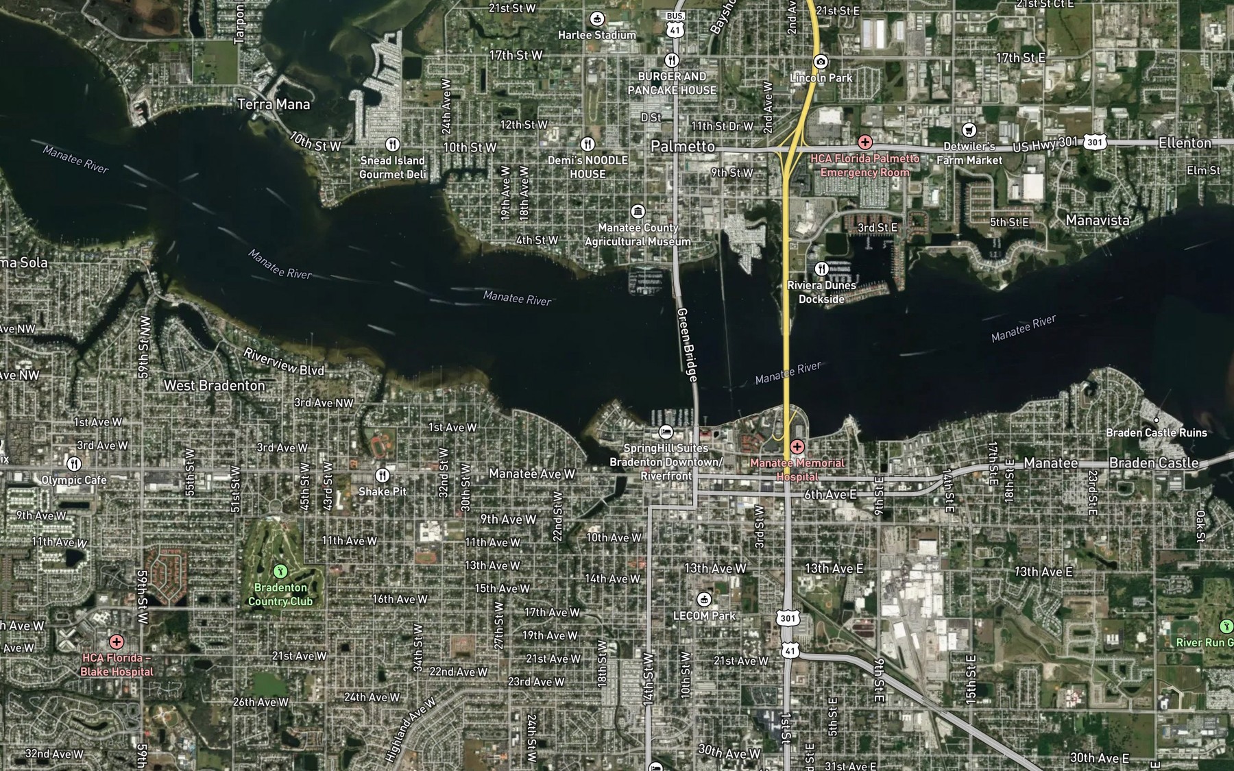 Satellite map of the Wares Creek
