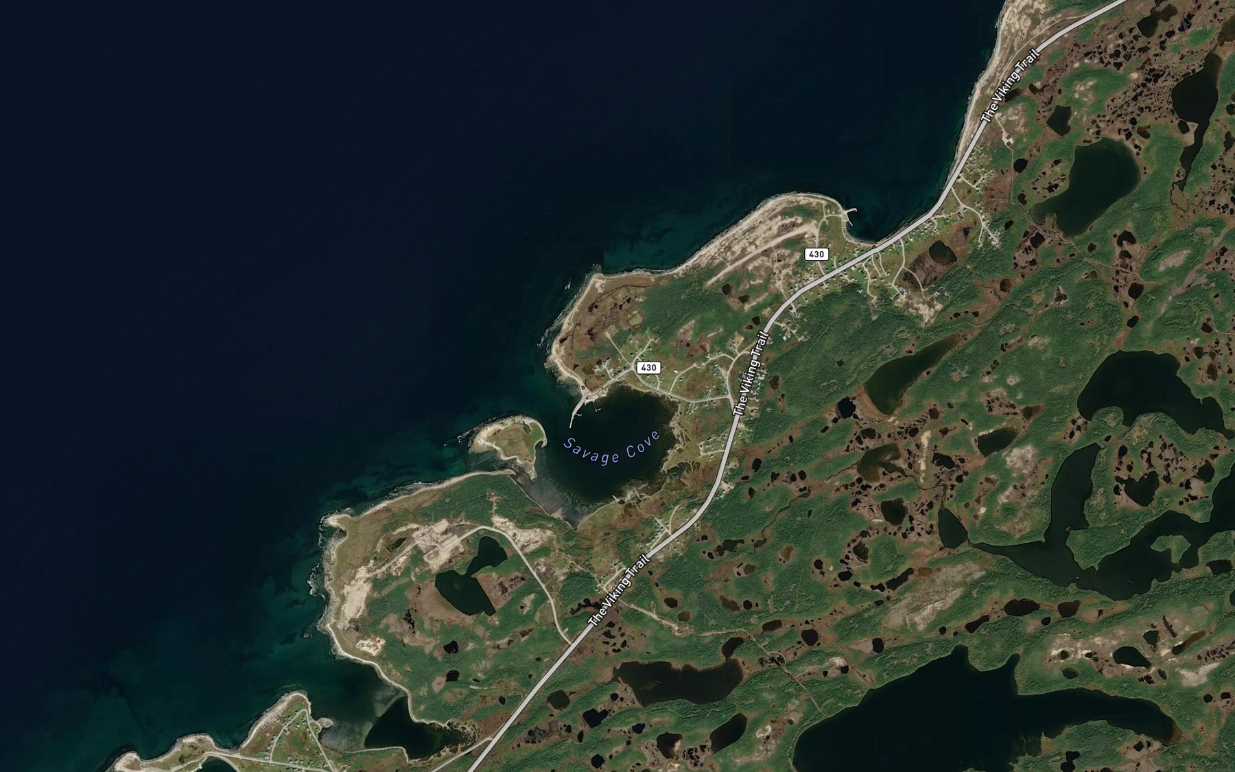 Satellite map of the Savage Cove