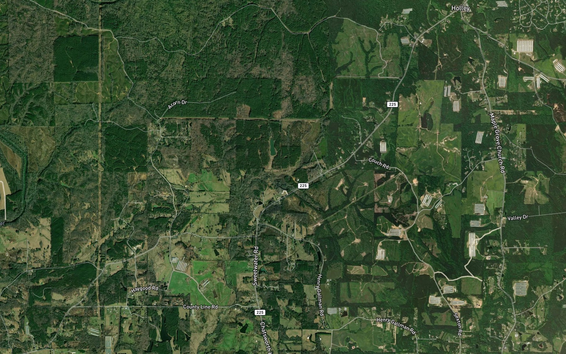 Satellite map of the Beamer Creek