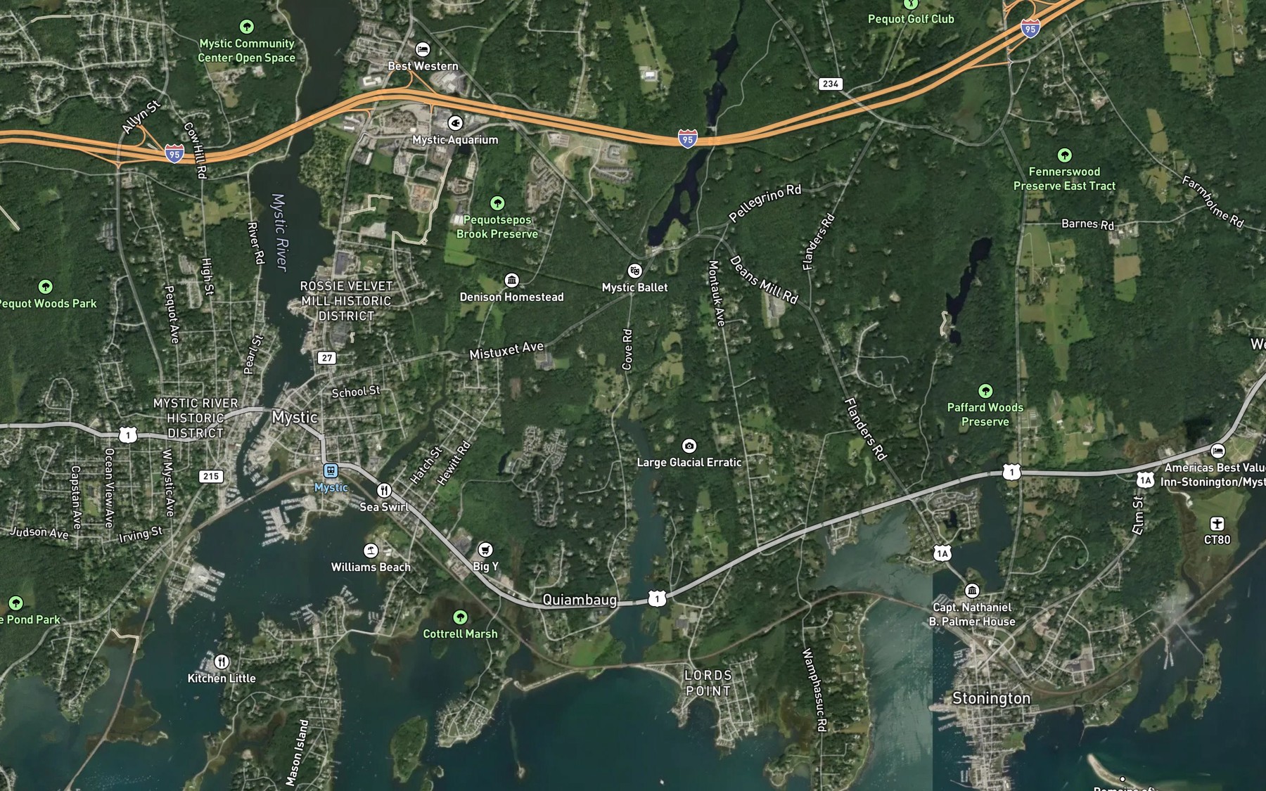 Satellite map of the Copps Brook