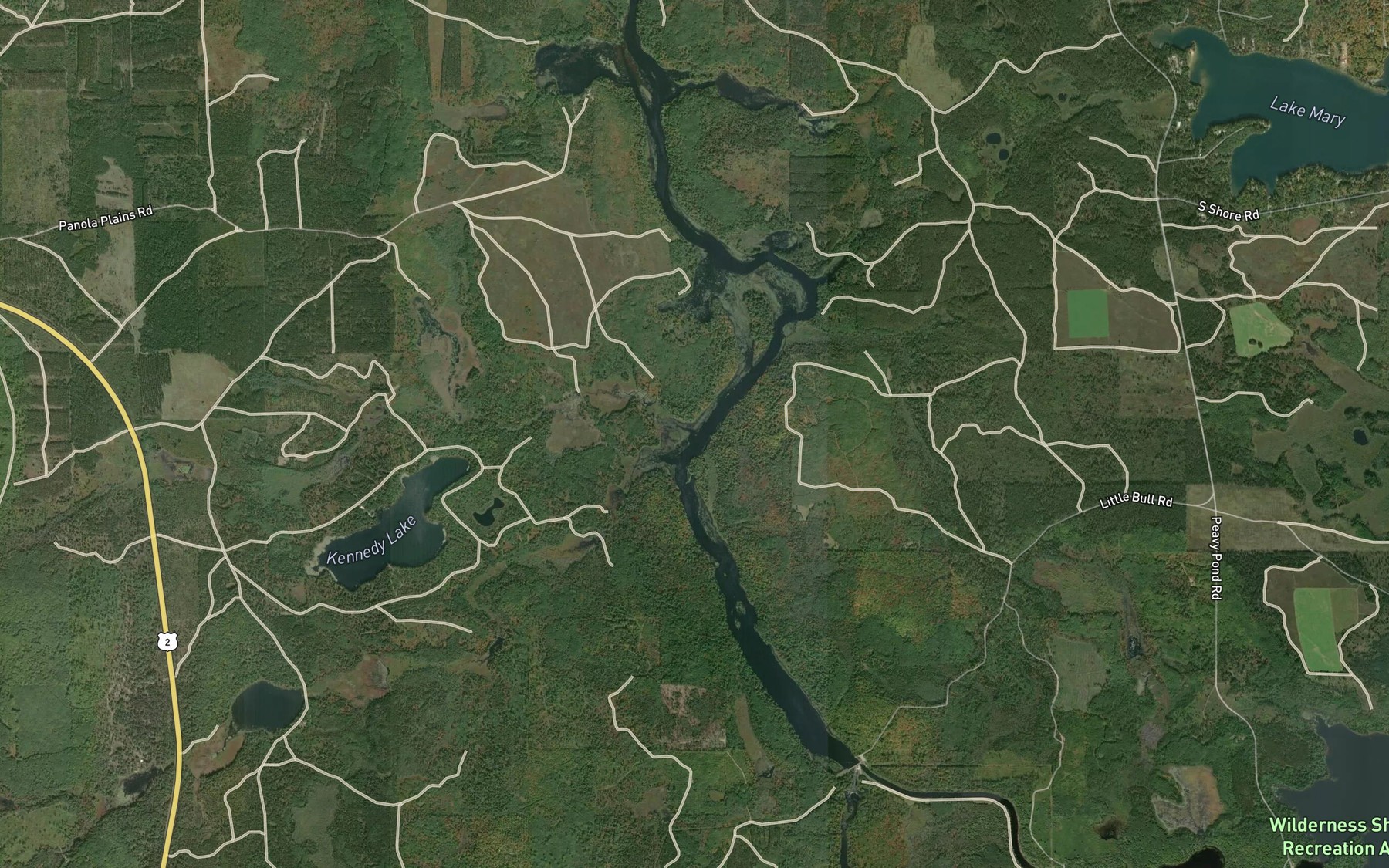 Satellite map of the Tim Bowers Creek