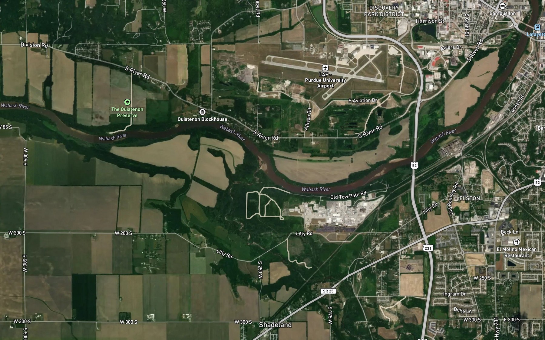 Satellite map of the Wea Creek