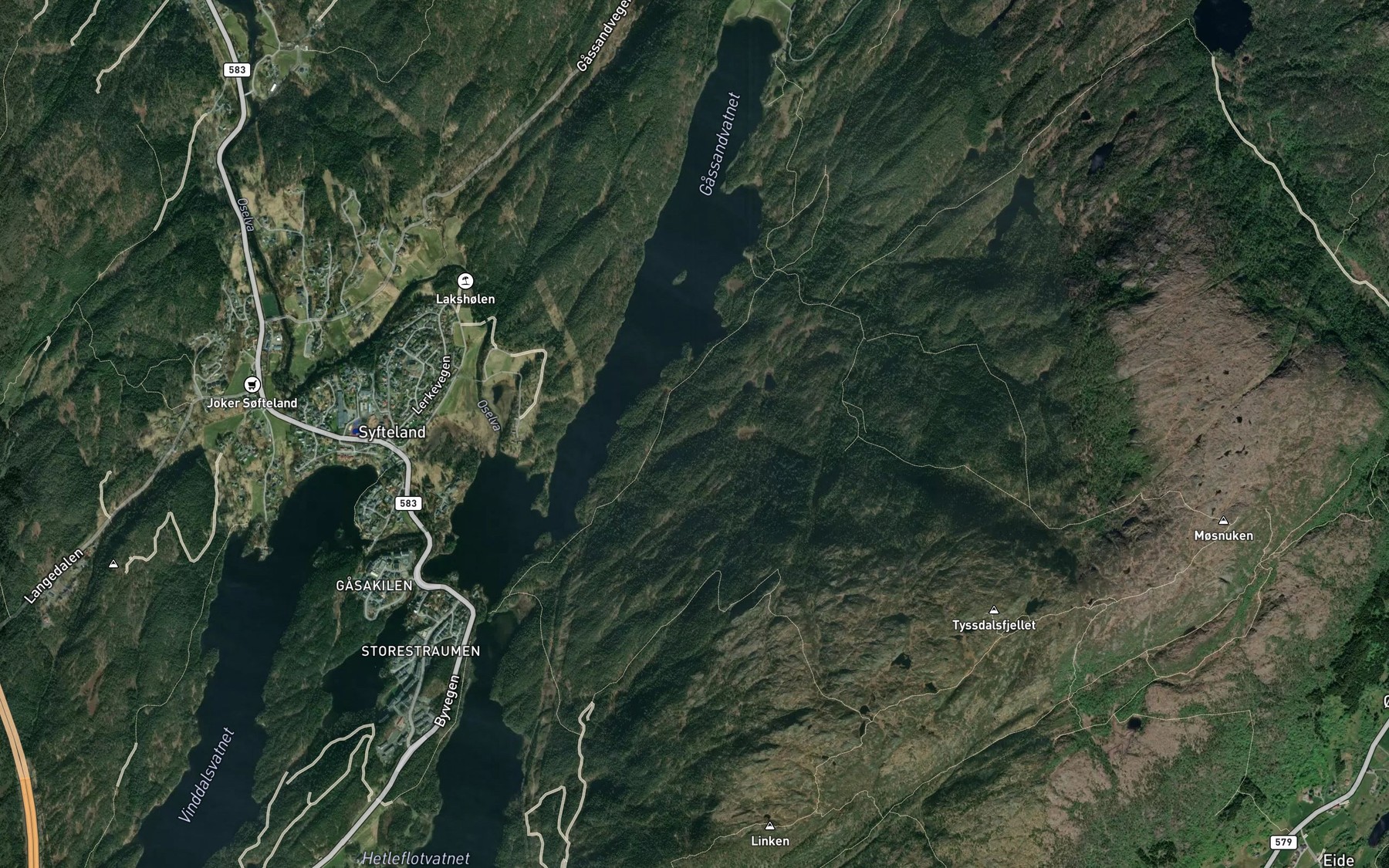 Satellite map of the Hundebekken