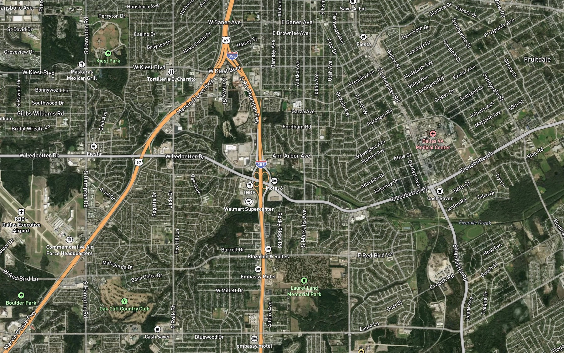 Satellite map of the Woody Branch