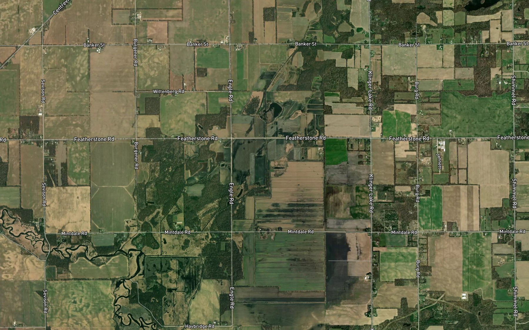 Satellite map of the Fawn River Drain