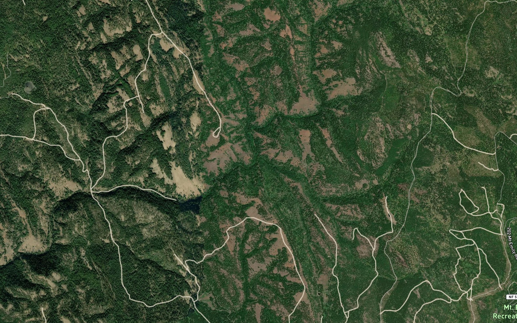 Satellite map of the Tie Creek