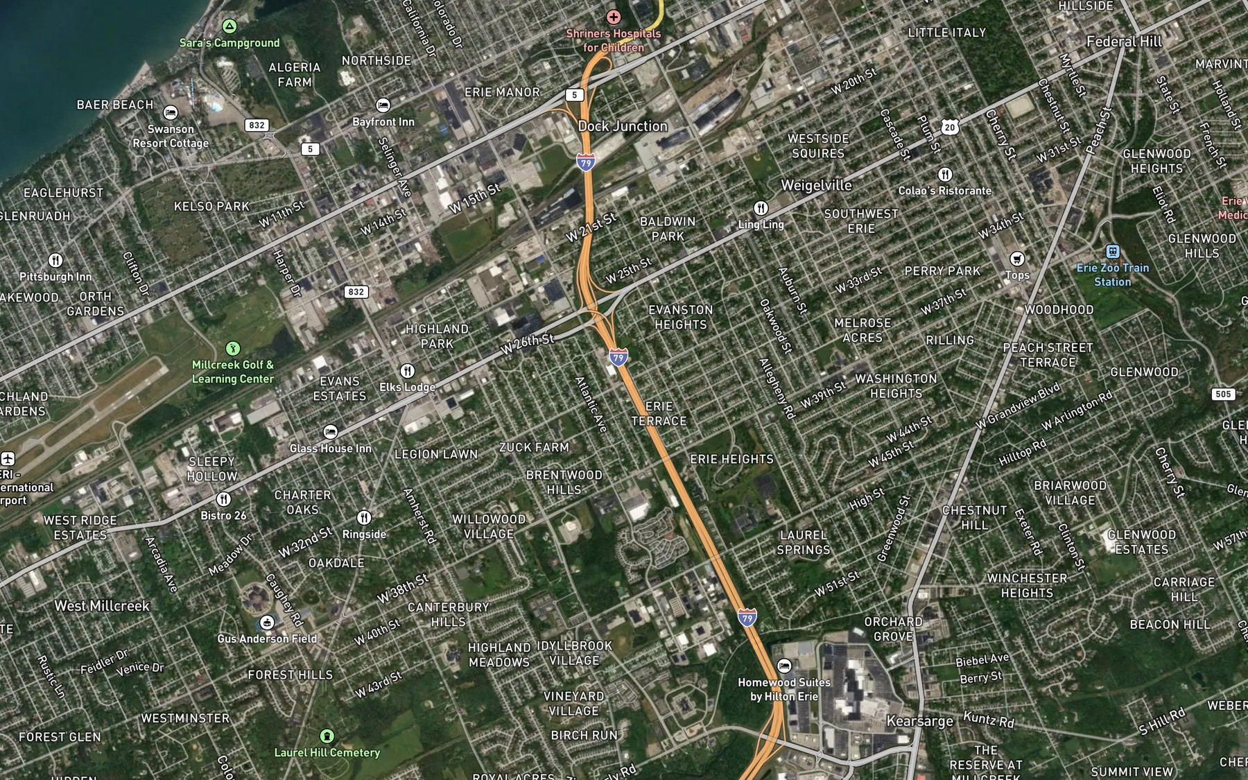 Satellite map of the Cascade Creek