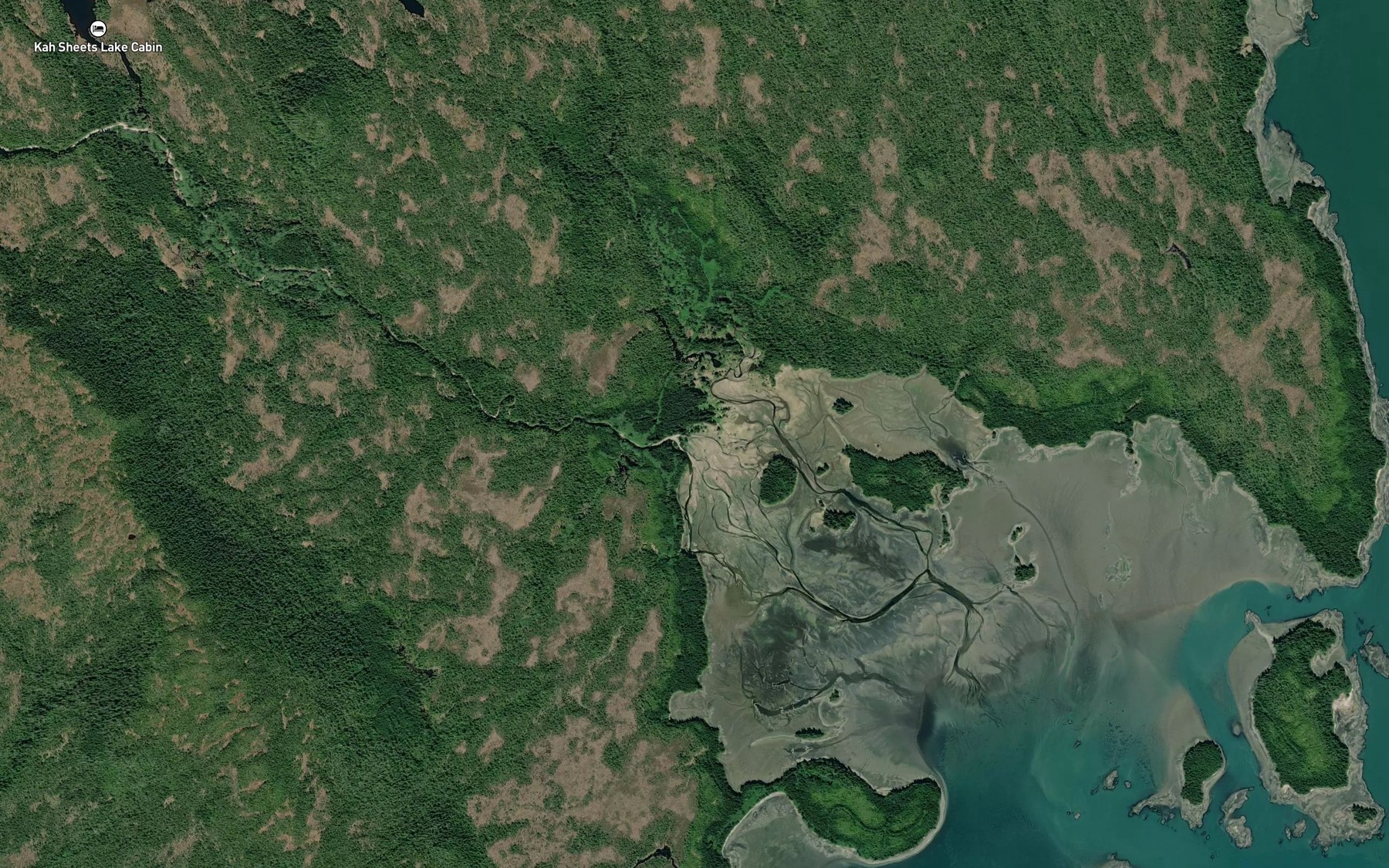 Satellite map of the Kah Sheets Creek