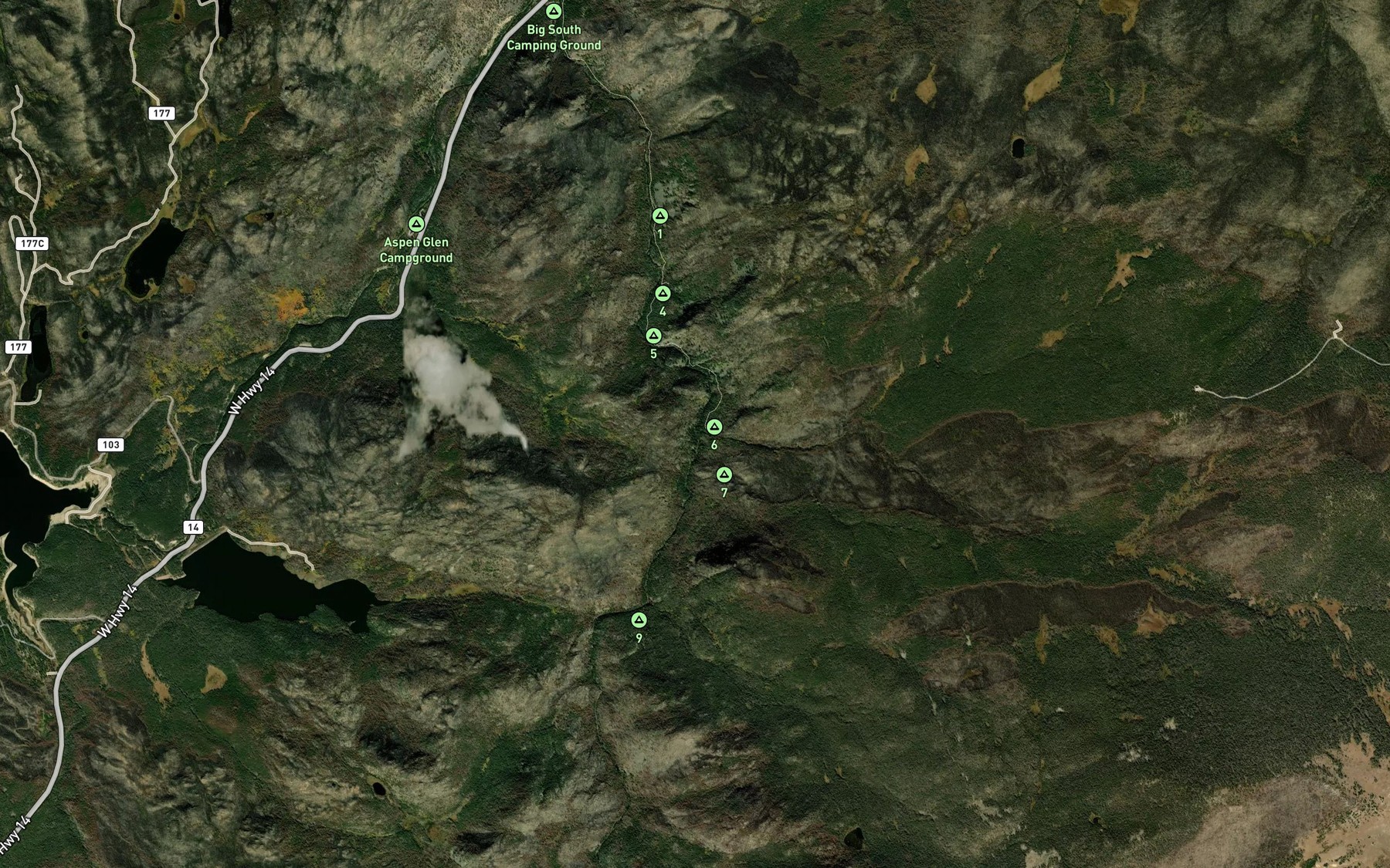 Satellite map of the May Creek