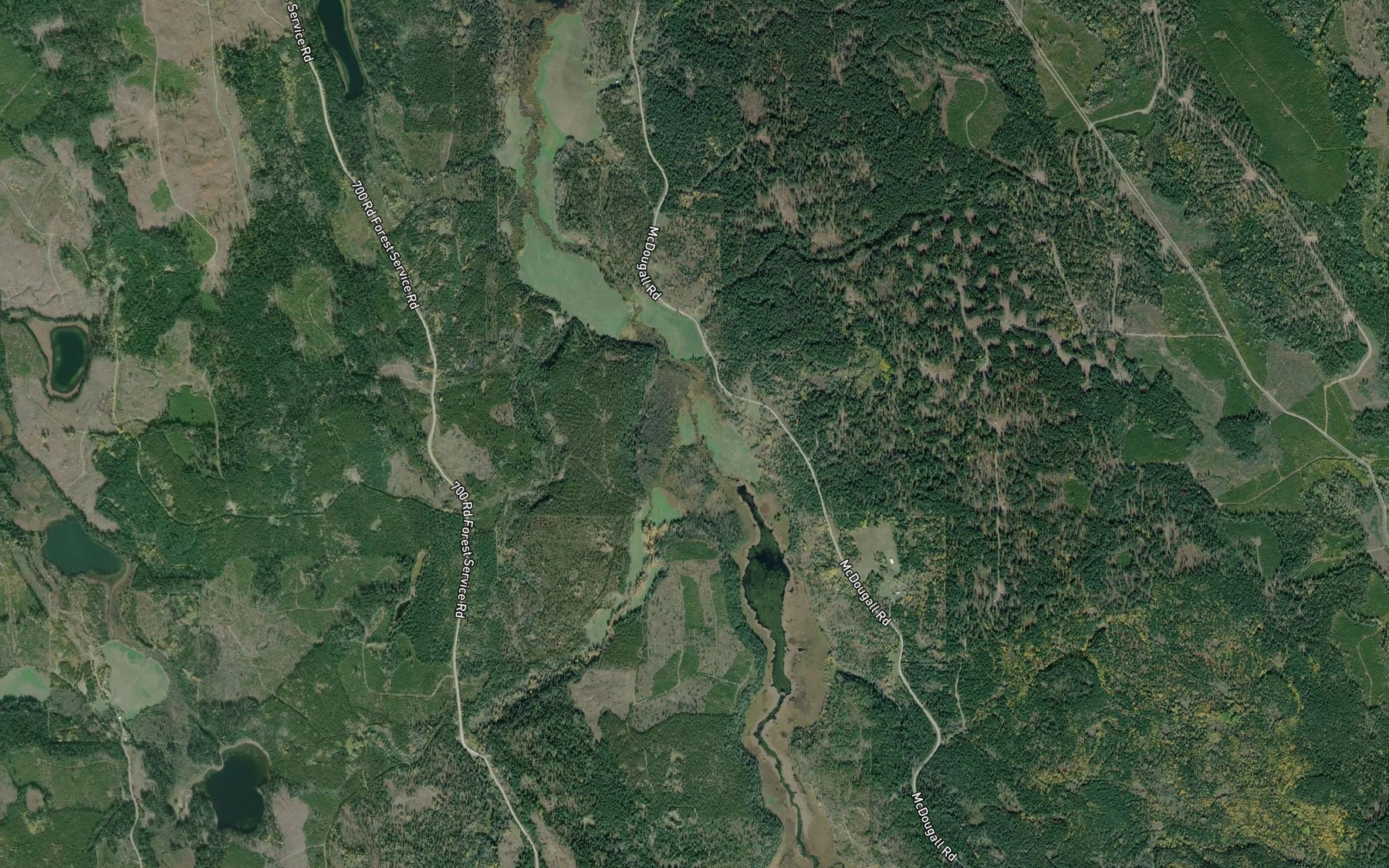 Satellite map of the Fredy Creek