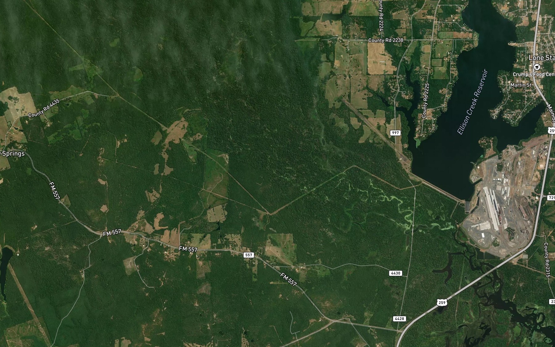 Satellite map of the Boggy Creek