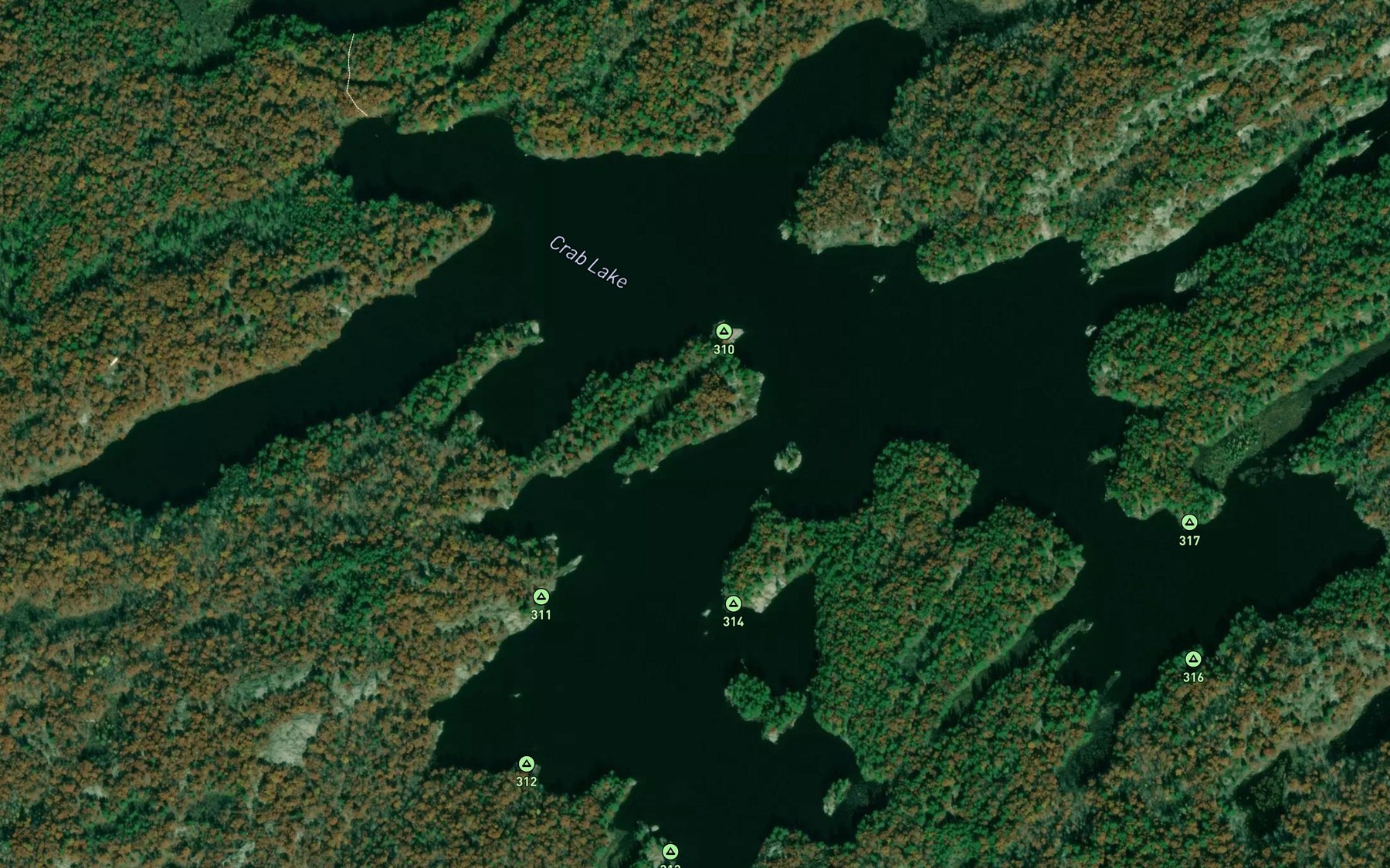 Satellite map of the Crab Lake