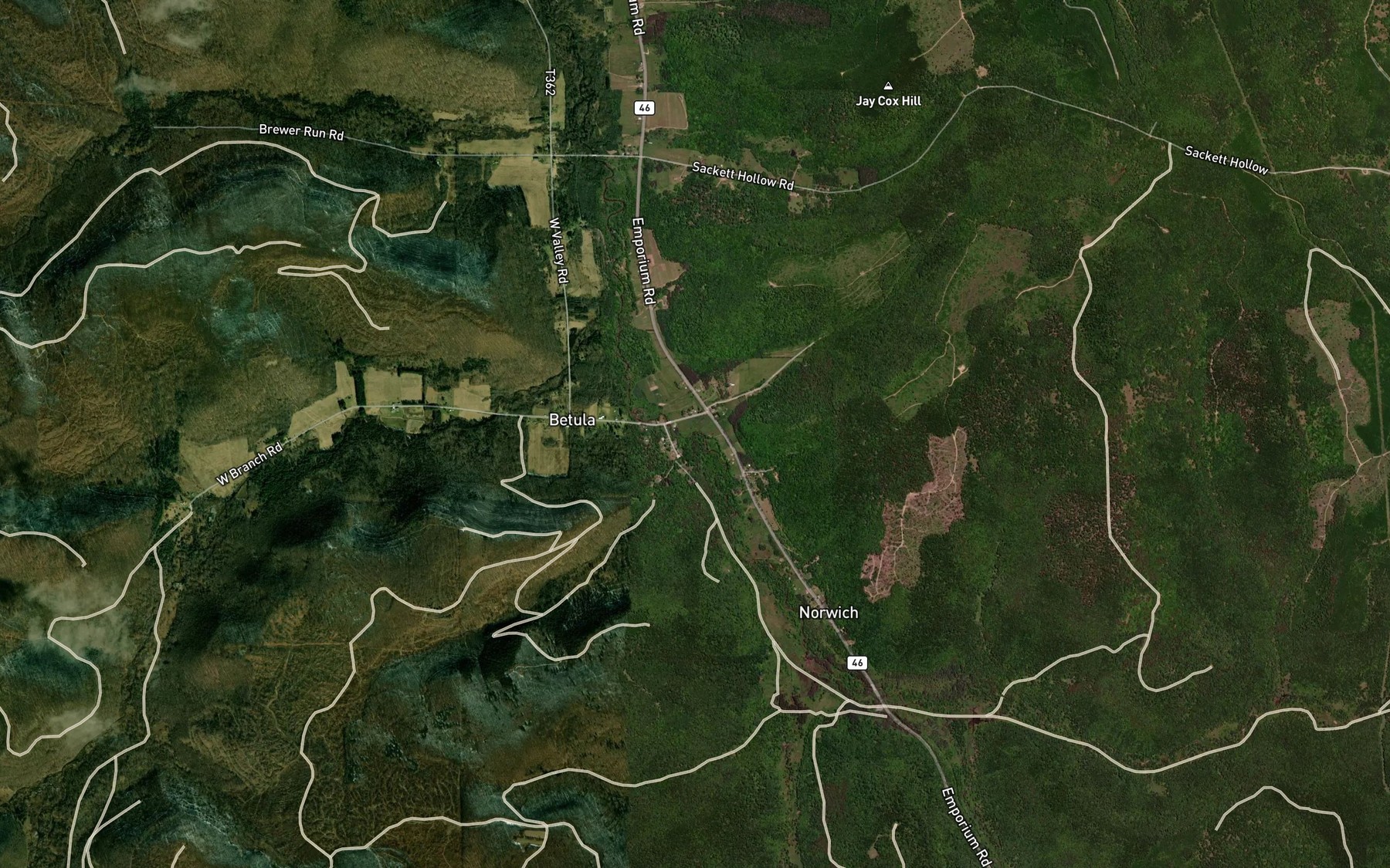 Satellite map of the Lost Run