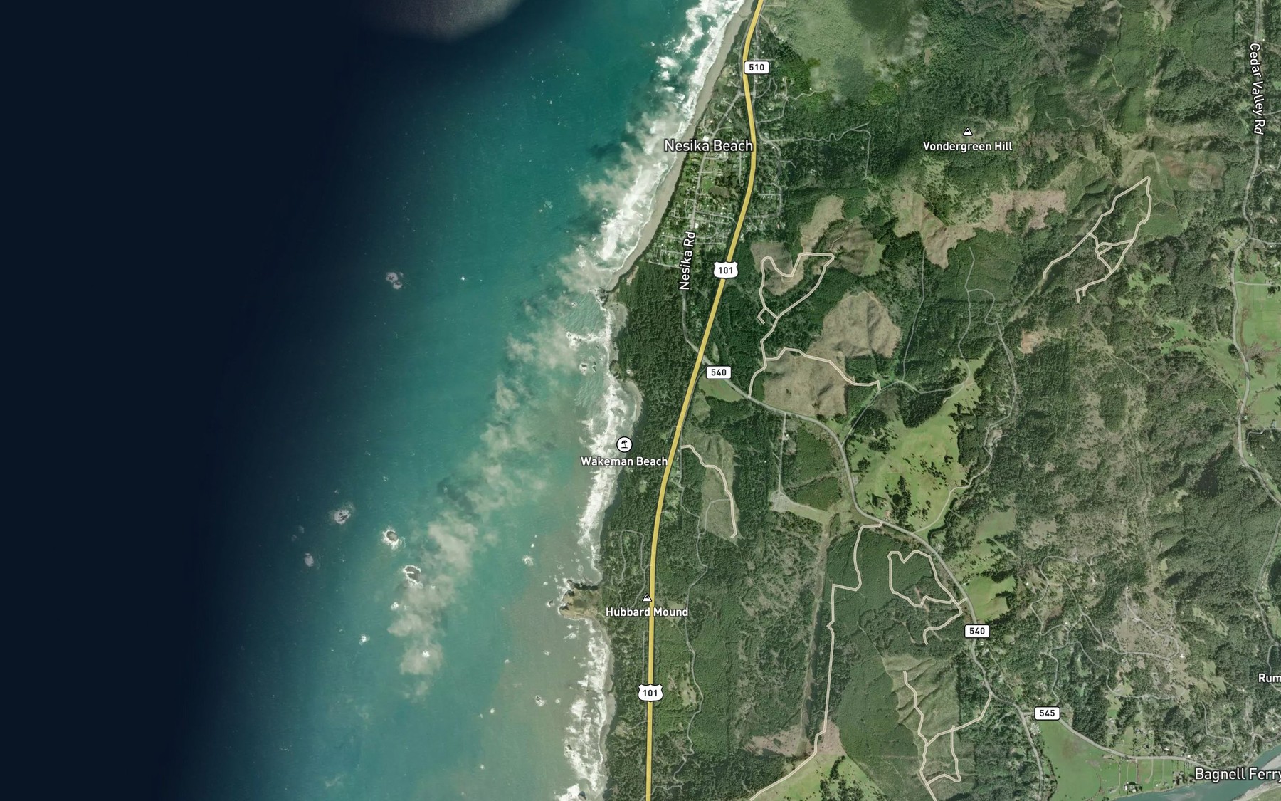 Satellite map of the Cummins Creek